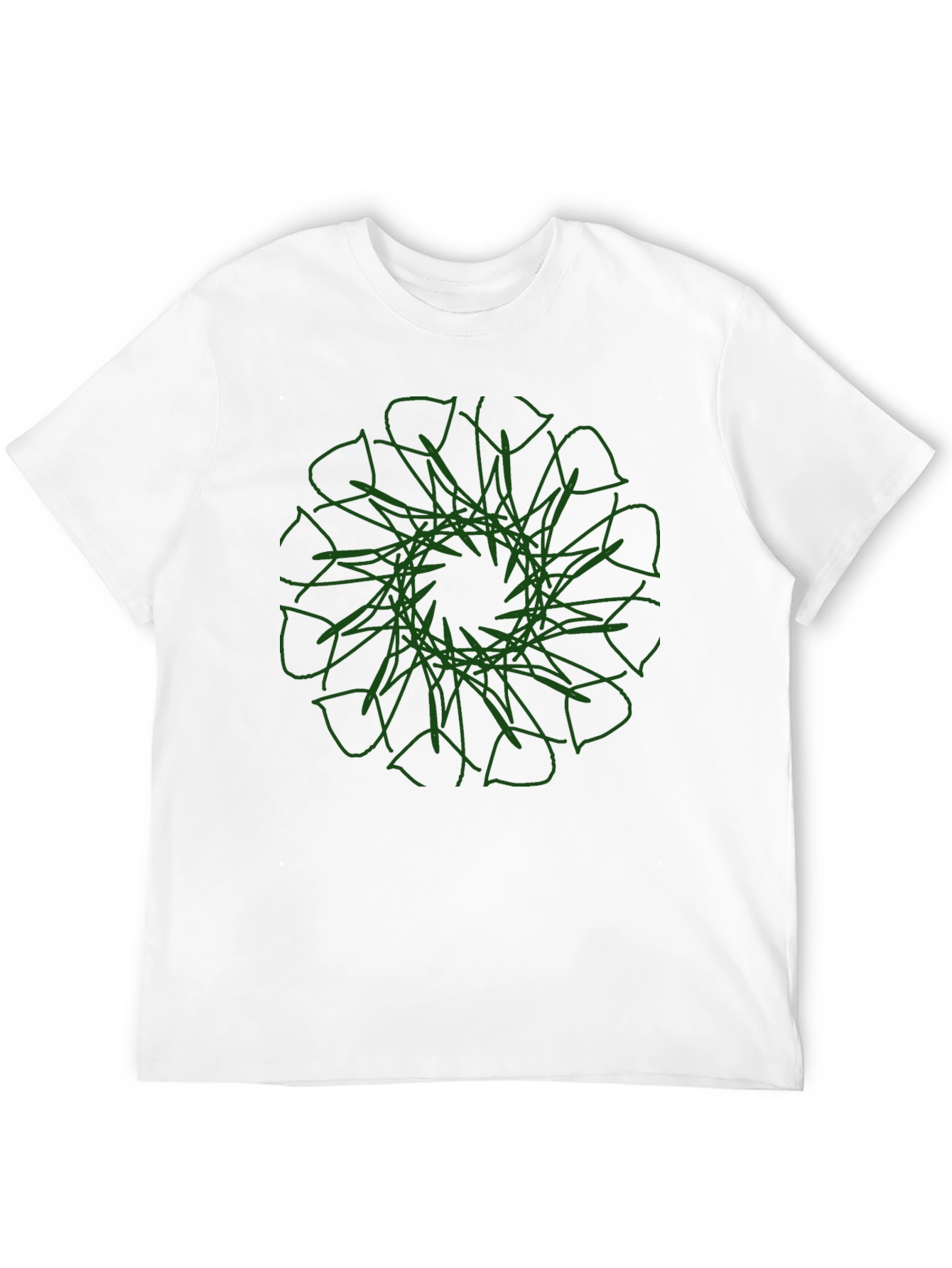Modern Graphic Tee - Black with Green Mandala Design