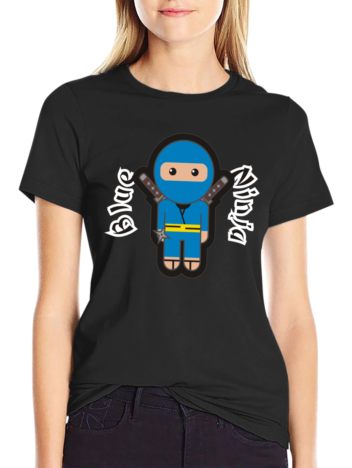 Blue Ninja Graphic T-Shirt - Fun Cartoon Design