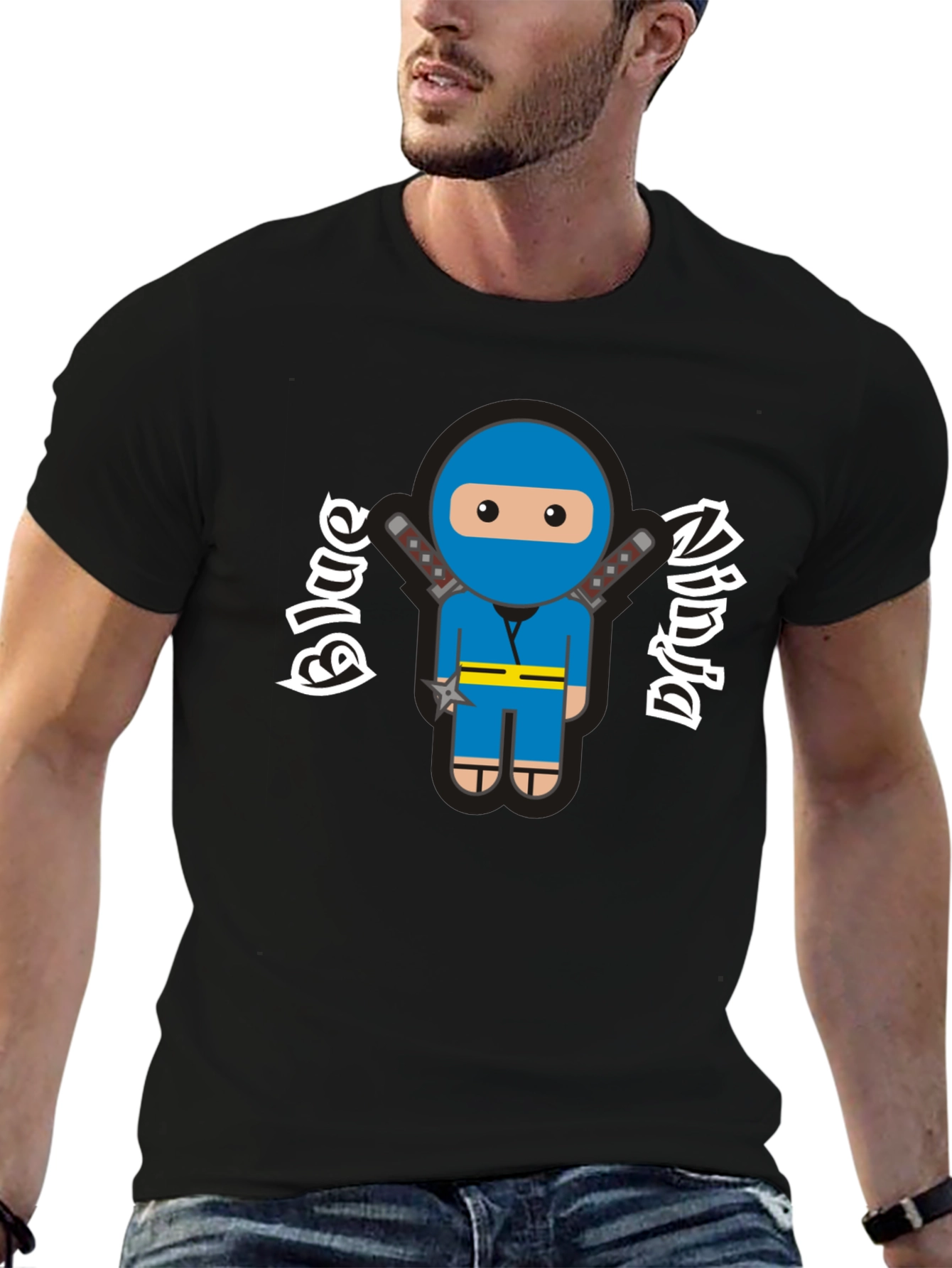 Blue Ninja Graphic T-Shirt - Fun Cartoon Design