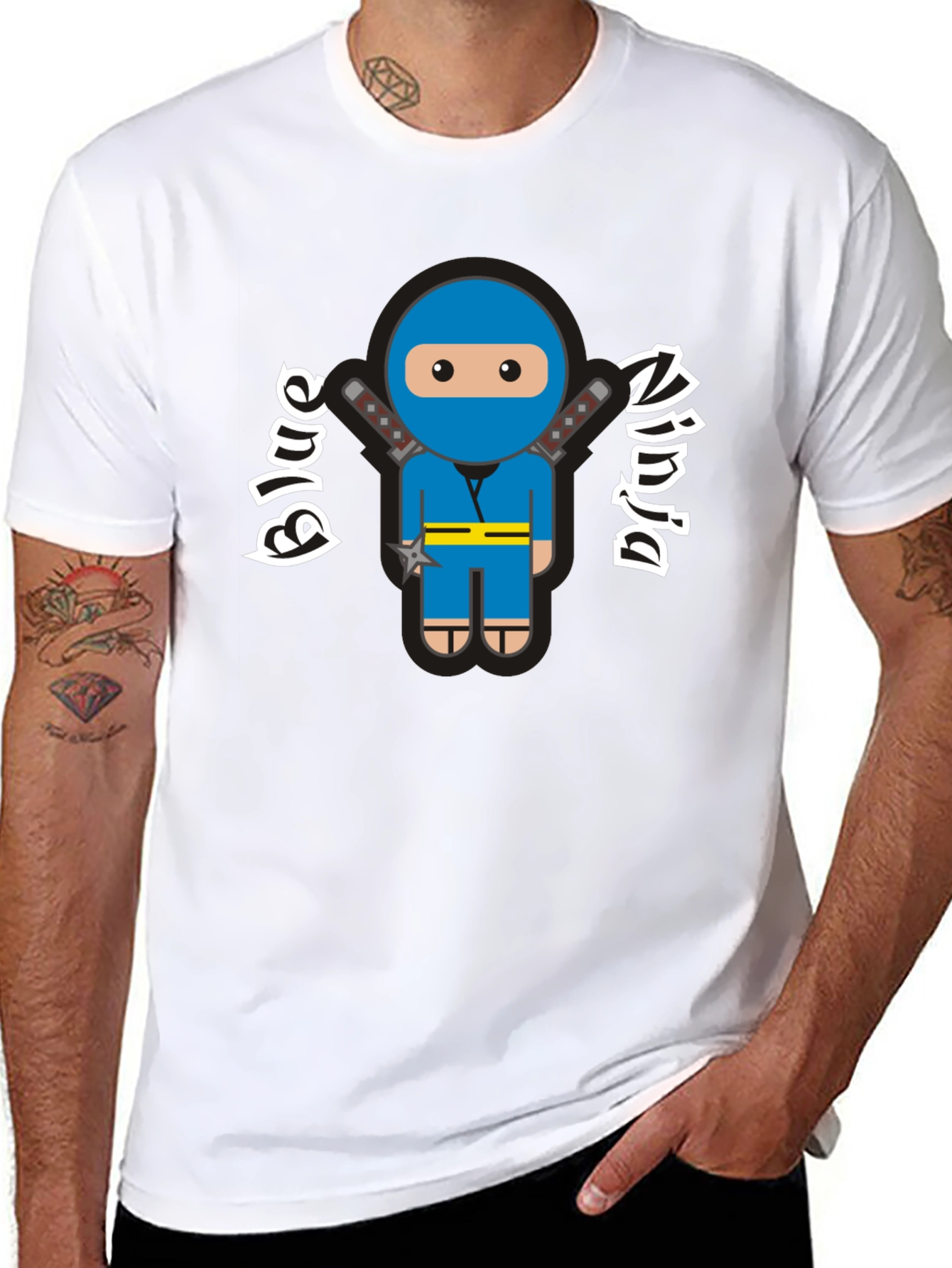 Blue Ninja Graphic T-Shirt - Fun Cartoon Design