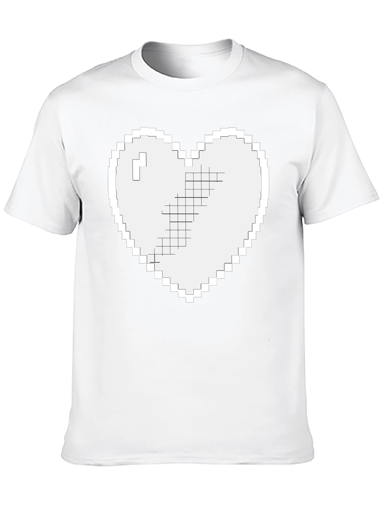 Pixel Heart Graphic T-Shirt - Black Casual Tee
