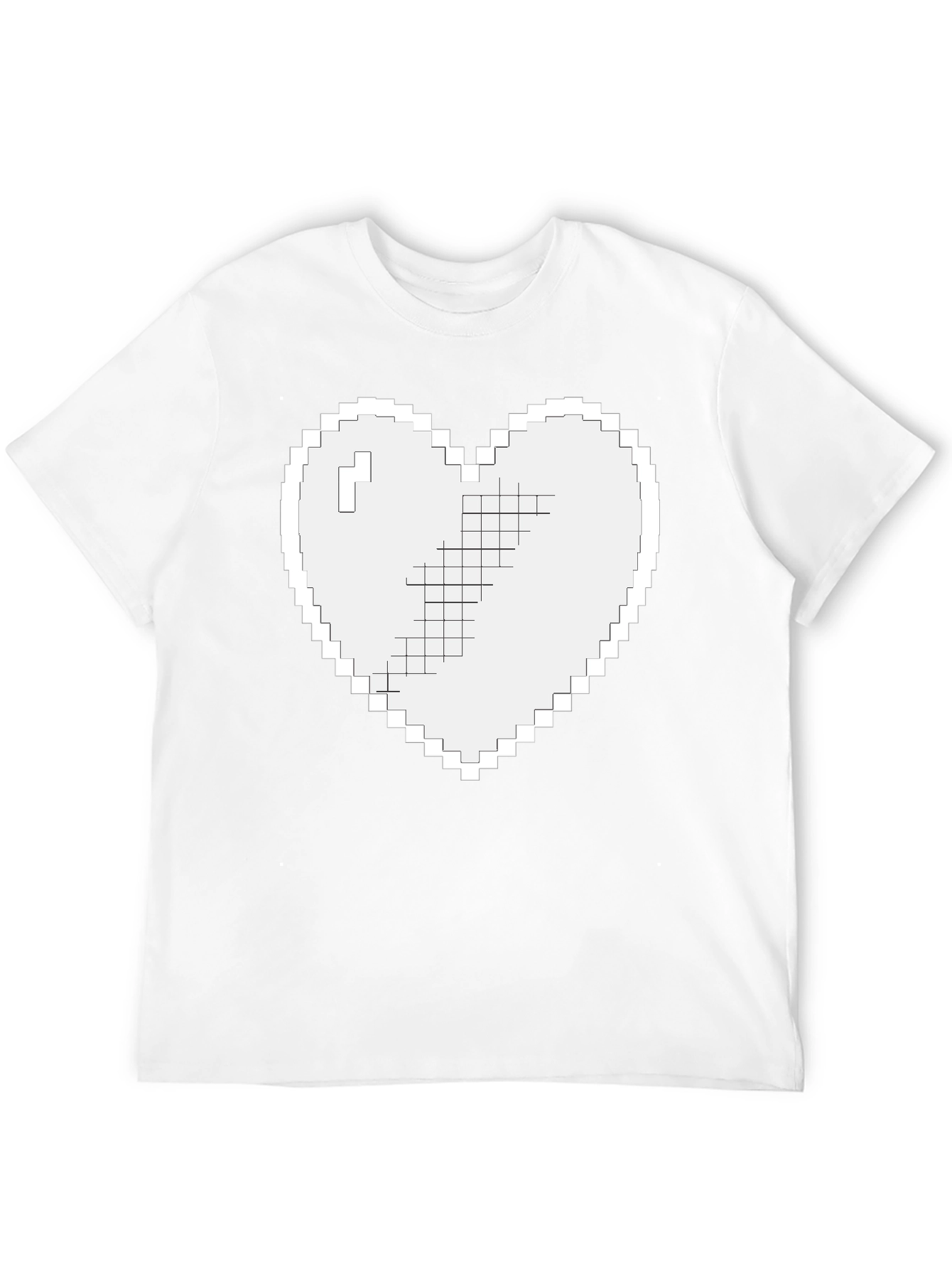 Pixel Heart Graphic T-Shirt - Black Casual Tee