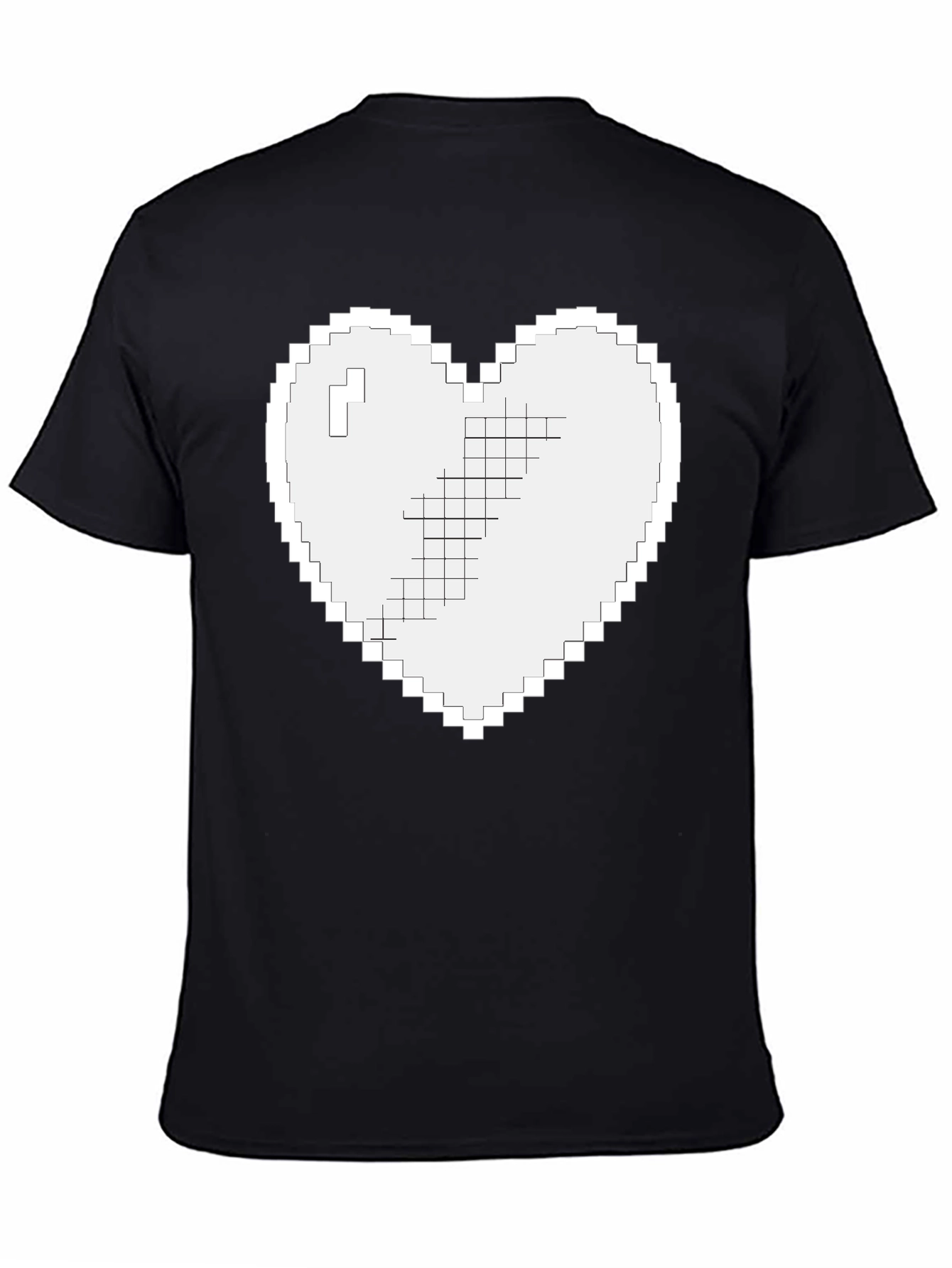 Pixel Heart Graphic T-Shirt - Black Casual Tee