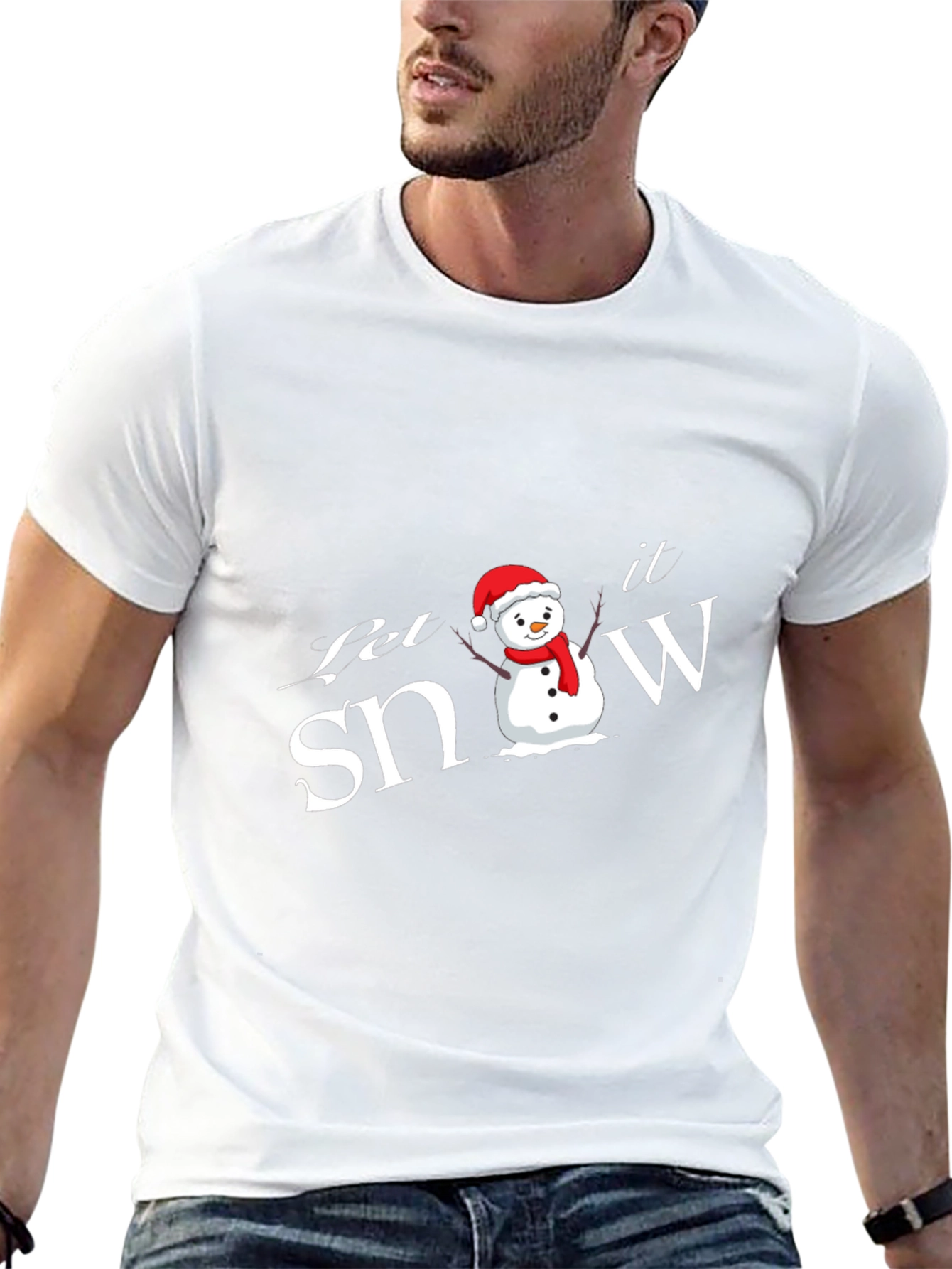 Let it Snow Snowman Black T-Shirt