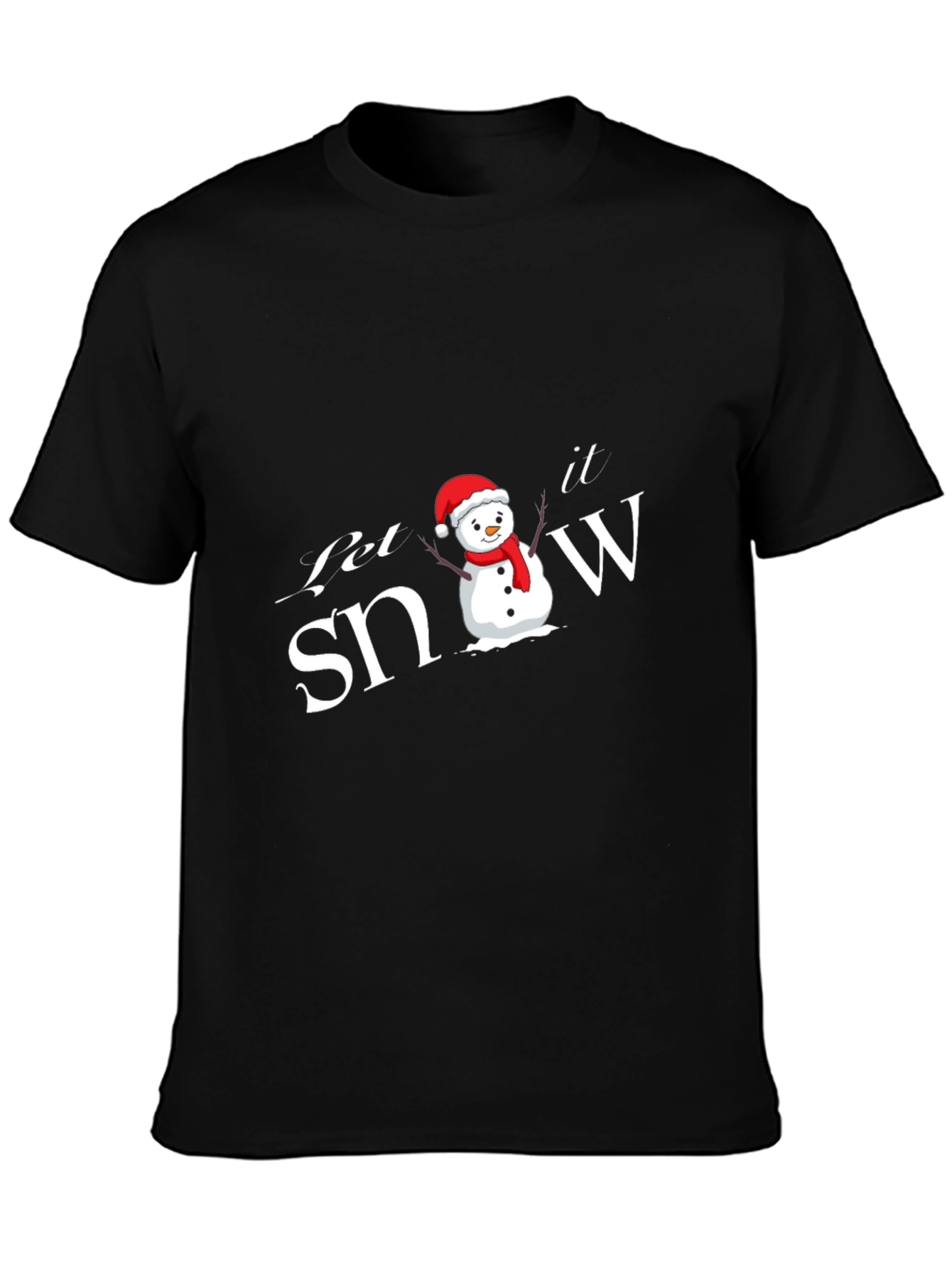 Let it Snow Snowman Black T-Shirt