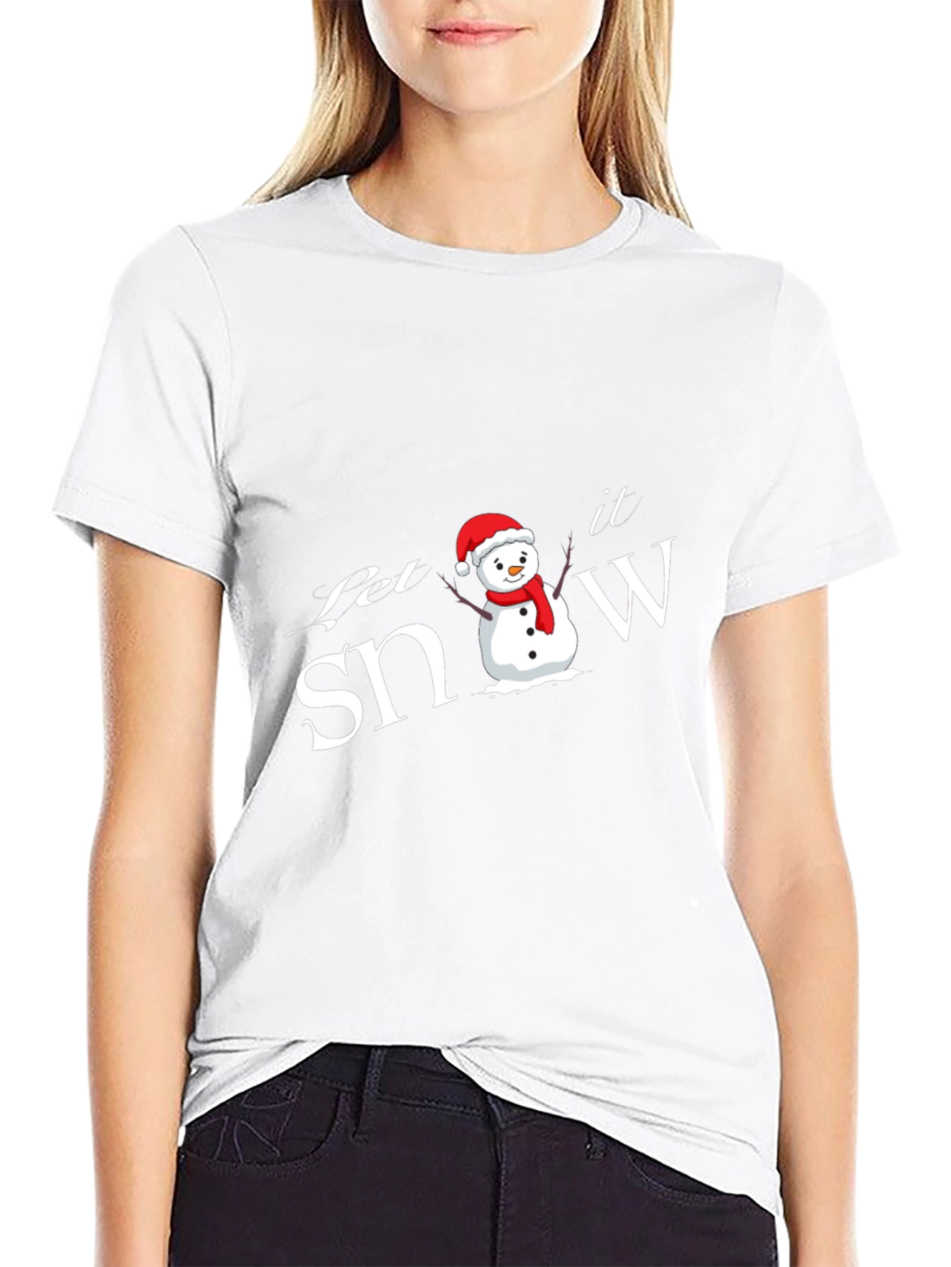 Let it Snow Snowman Black T-Shirt
