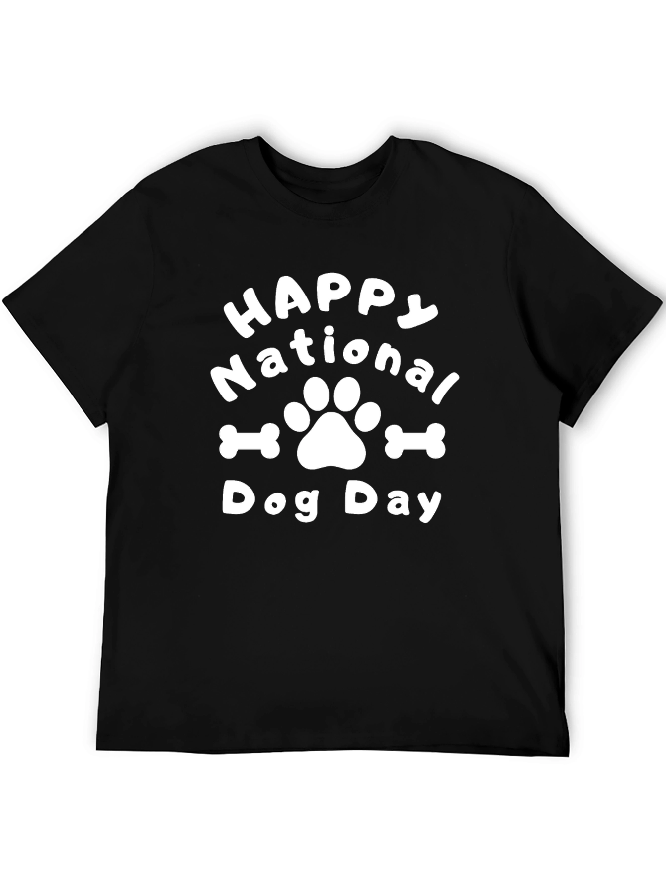 Happy National Dog Day Black T-Shirt