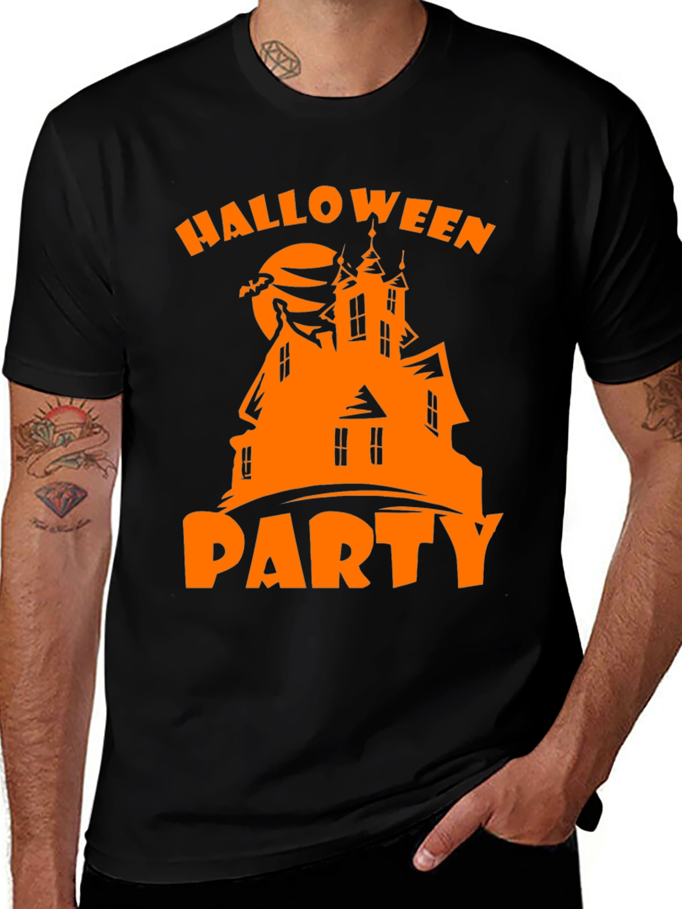 Halloween Party Haunted House Graphic Tee