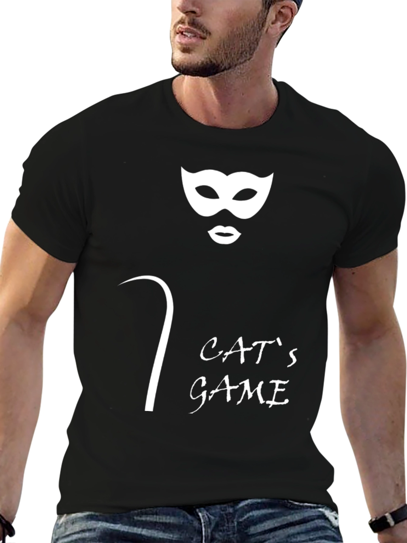 Cats Game Graphic Tee - Black Unisex T-Shirt
