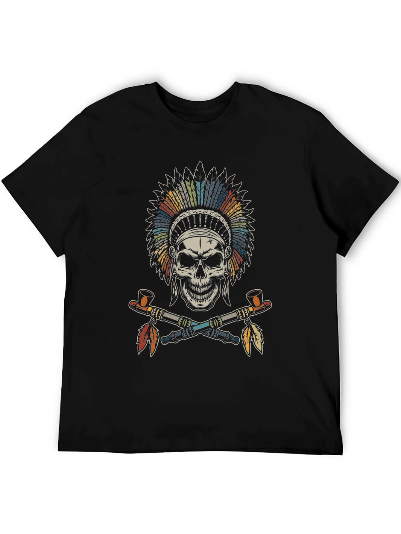 Skull Indian Chief T-Shirt - Black