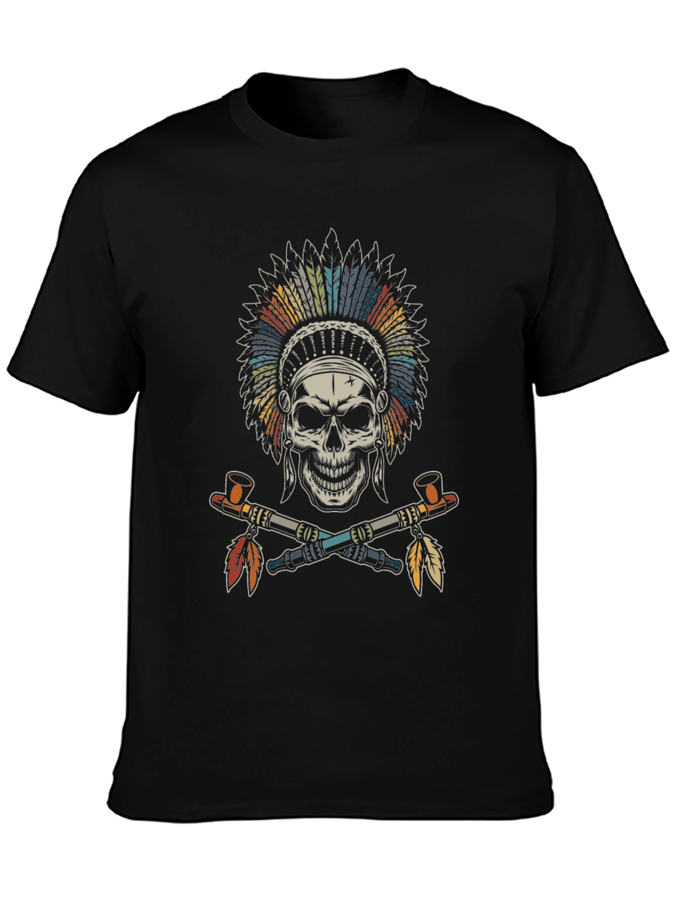 Skull Indian Chief T-Shirt - Black