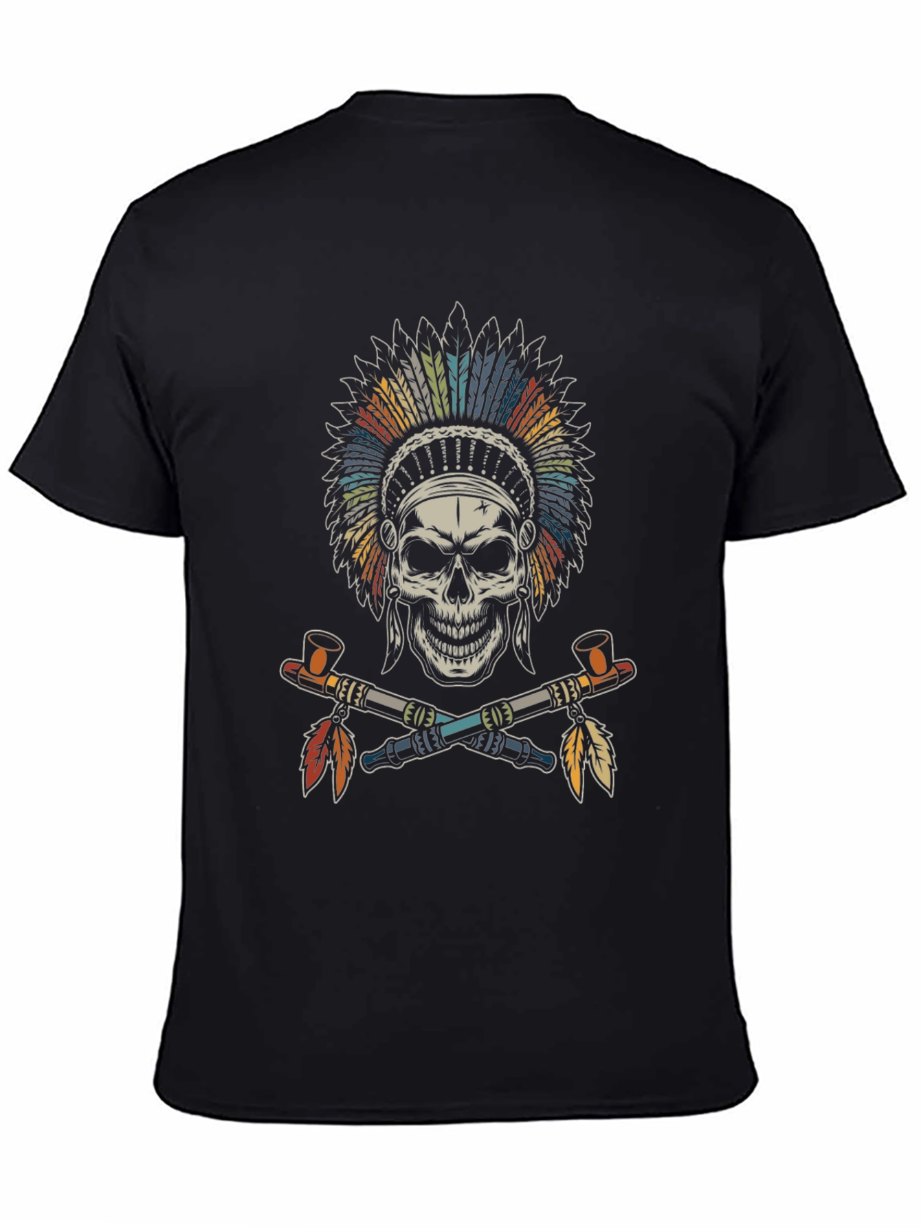Skull Indian Chief T-Shirt - Black