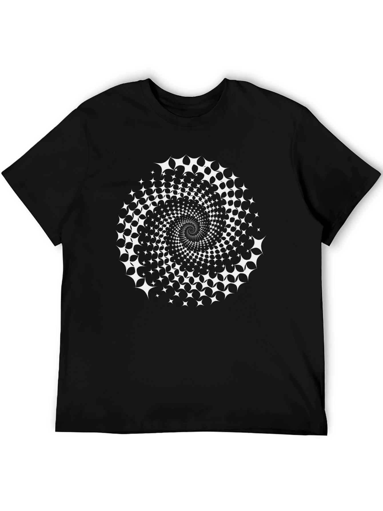 Black T-Shirt with White Optical Illusion Design