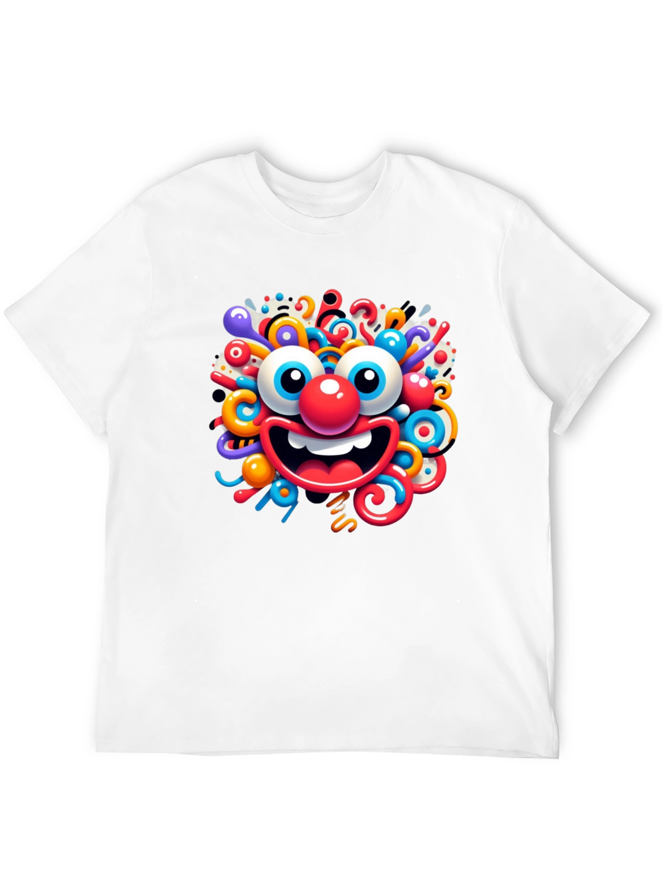 Fun Cartoon Face Black T-Shirt