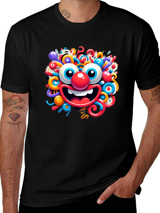 Fun Cartoon Face Black T-Shirt