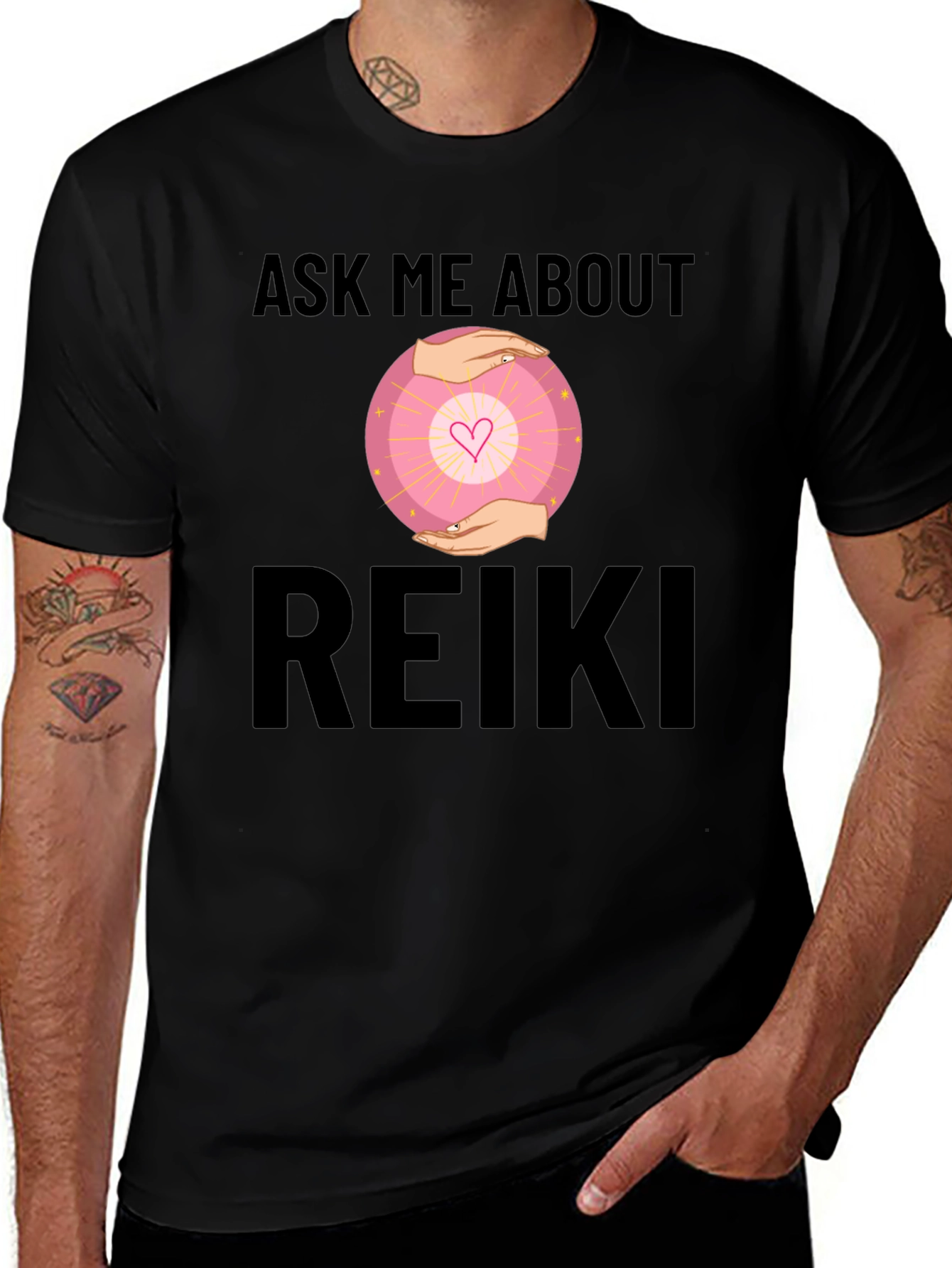 Ask Me About Reiki T-Shirt - Energy Healing Design