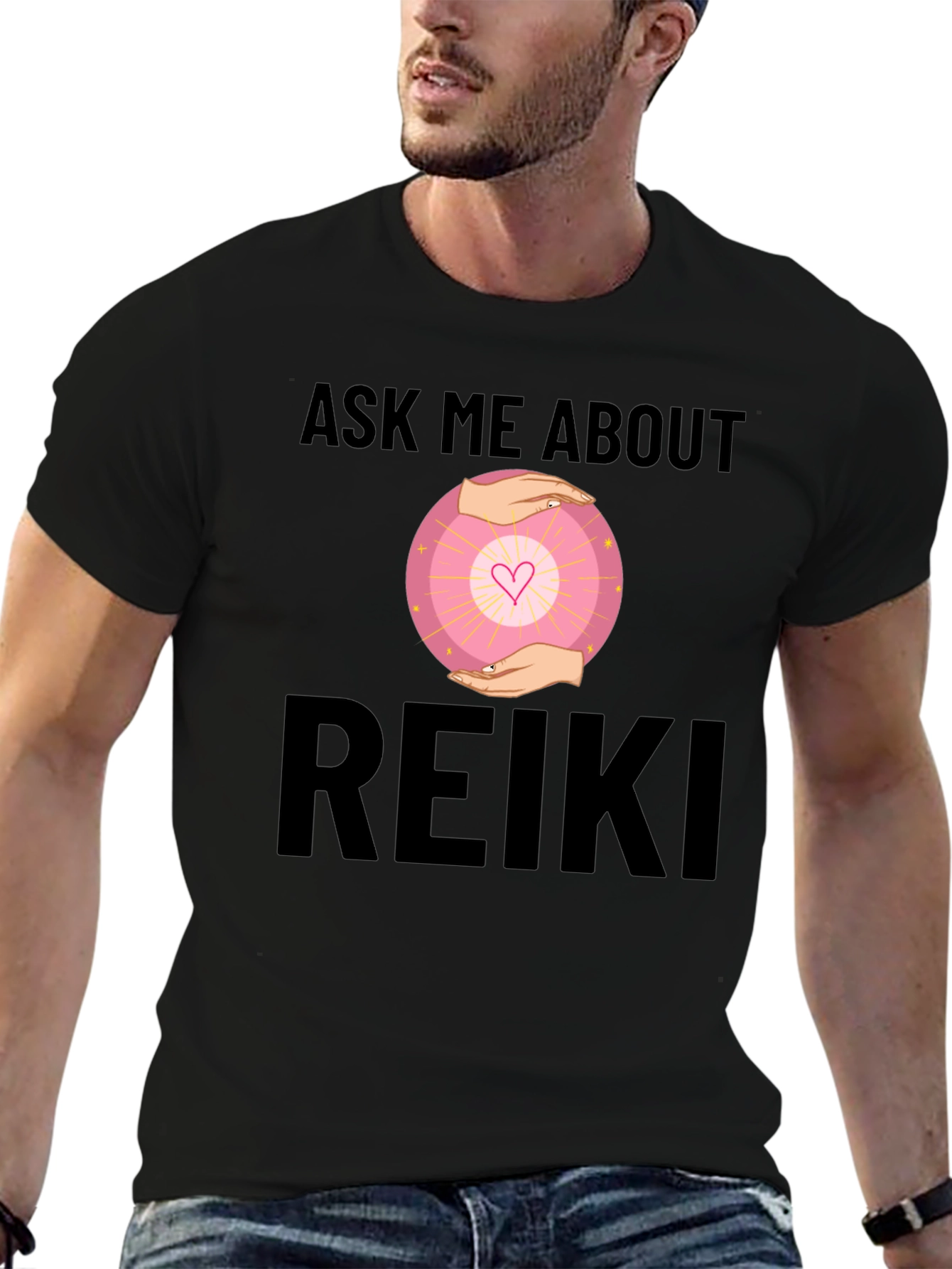 Ask Me About Reiki T-Shirt - Energy Healing Design