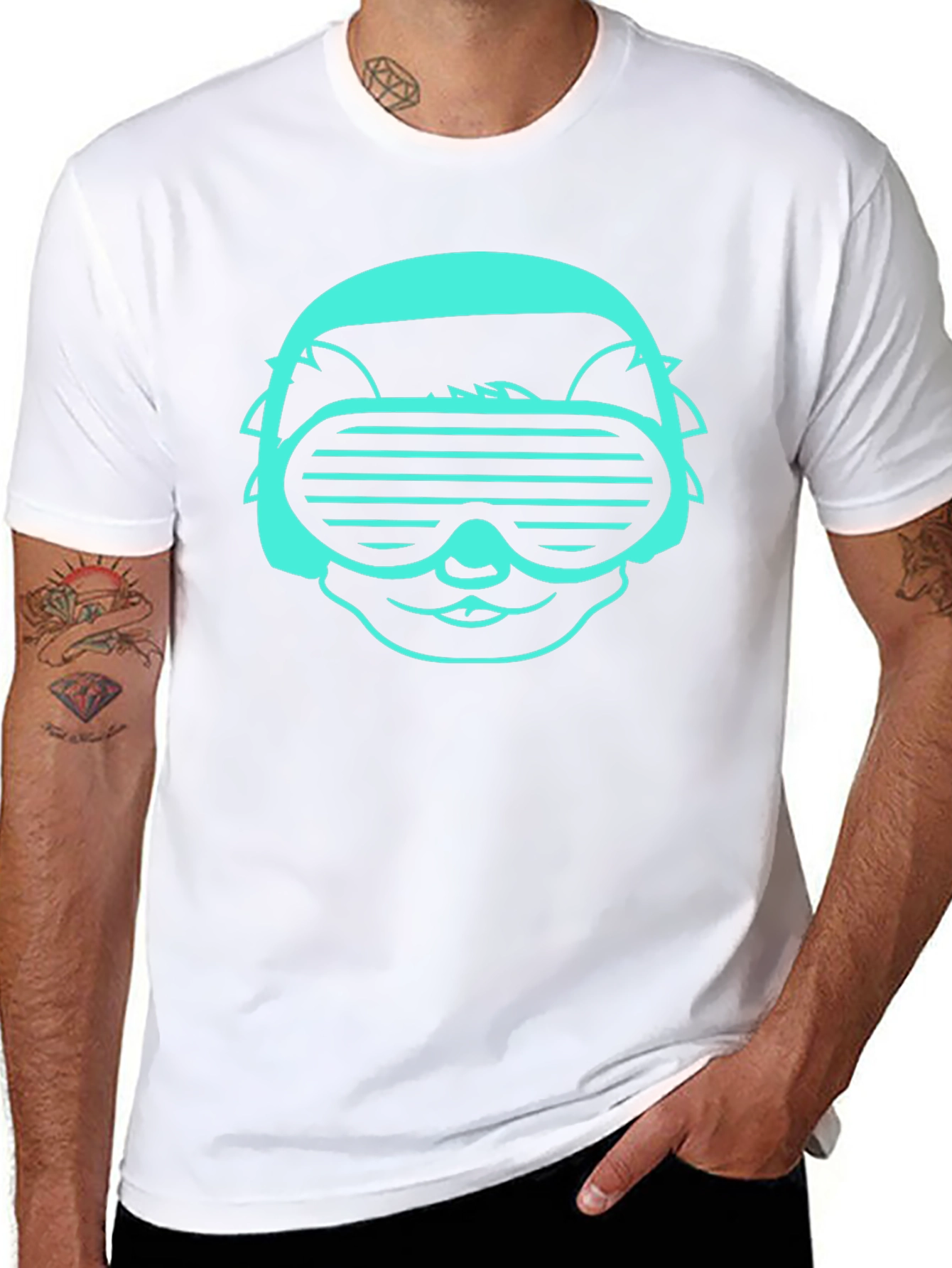 Cool Cat DJ Graphic Tee - Black T-Shirt