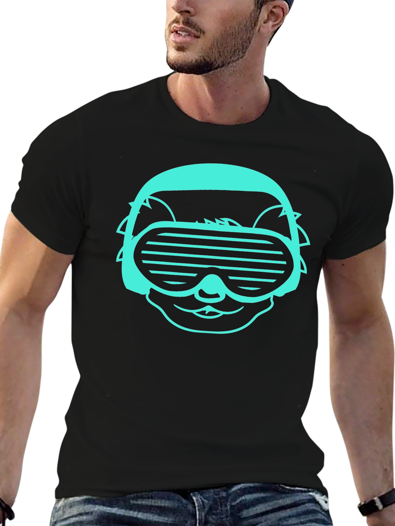 Cool Cat DJ Graphic Tee - Black T-Shirt