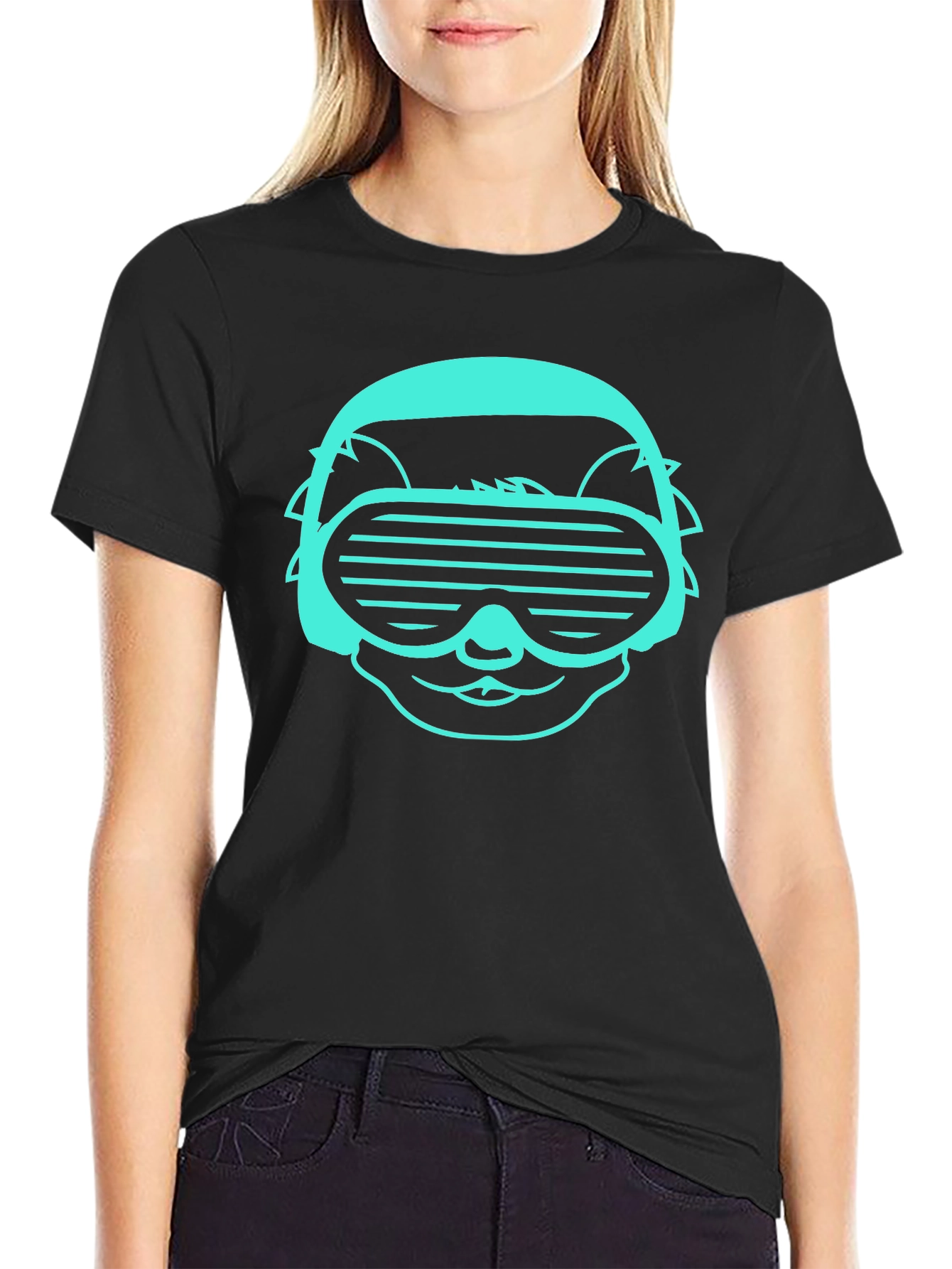 Cool Cat DJ Graphic Tee - Black T-Shirt