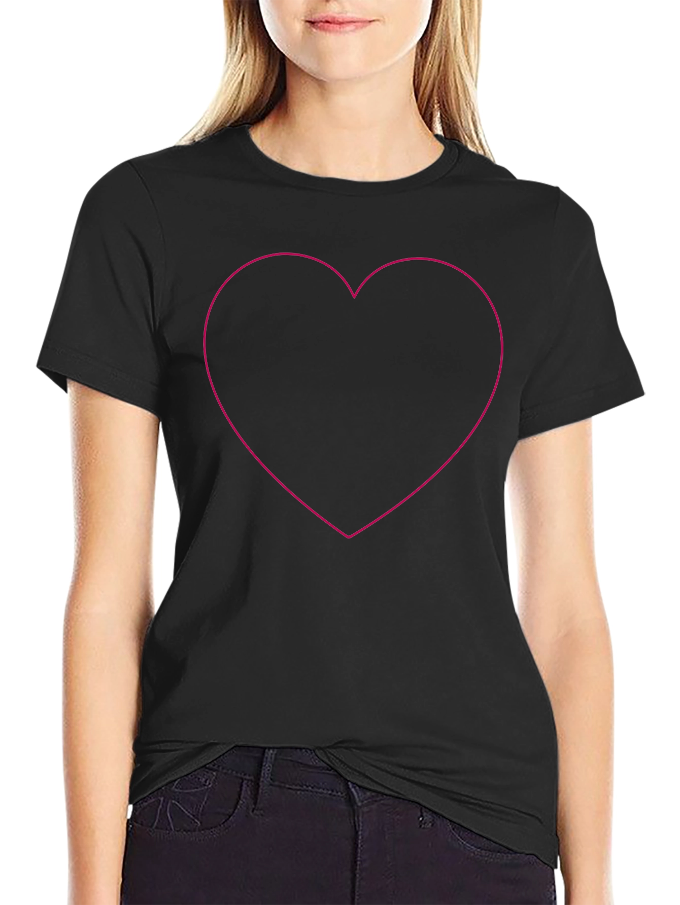 Black Heart Outline Tee - Stylish Graphic T-Shirt