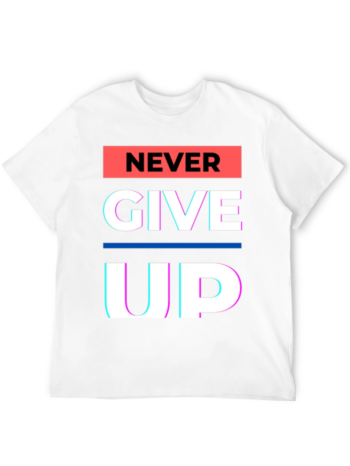 Never Give Up Graphic Tee - Motivational Black T-Shirt