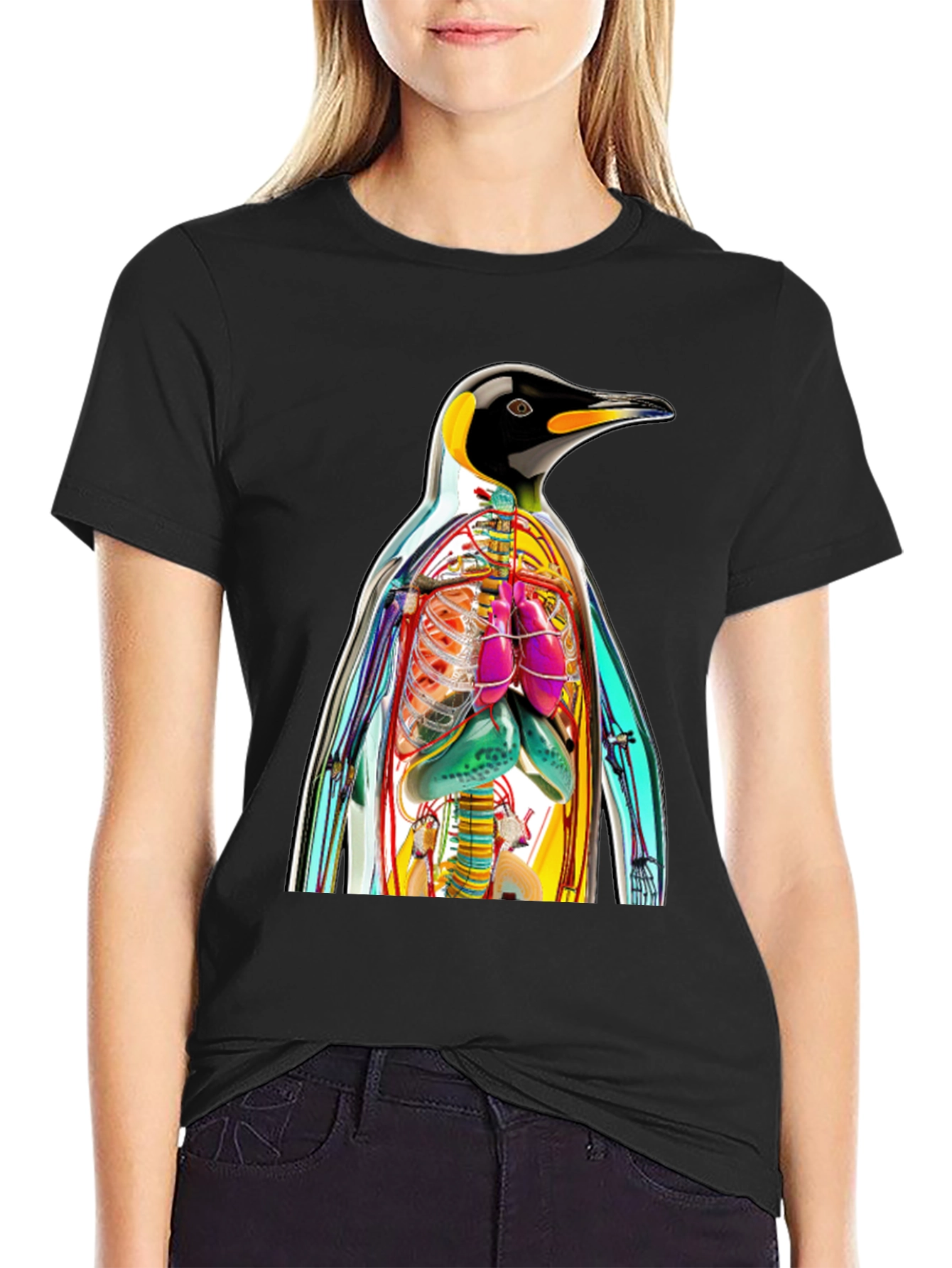 Penguin Anatomy Print T-Shirt - Unique Graphic Tee