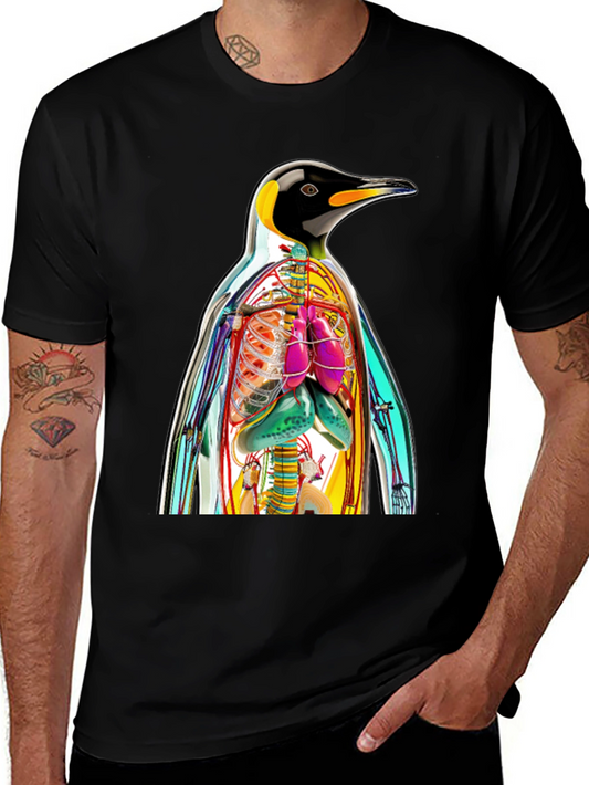 Penguin Anatomy Print T-Shirt - Unique Graphic Tee