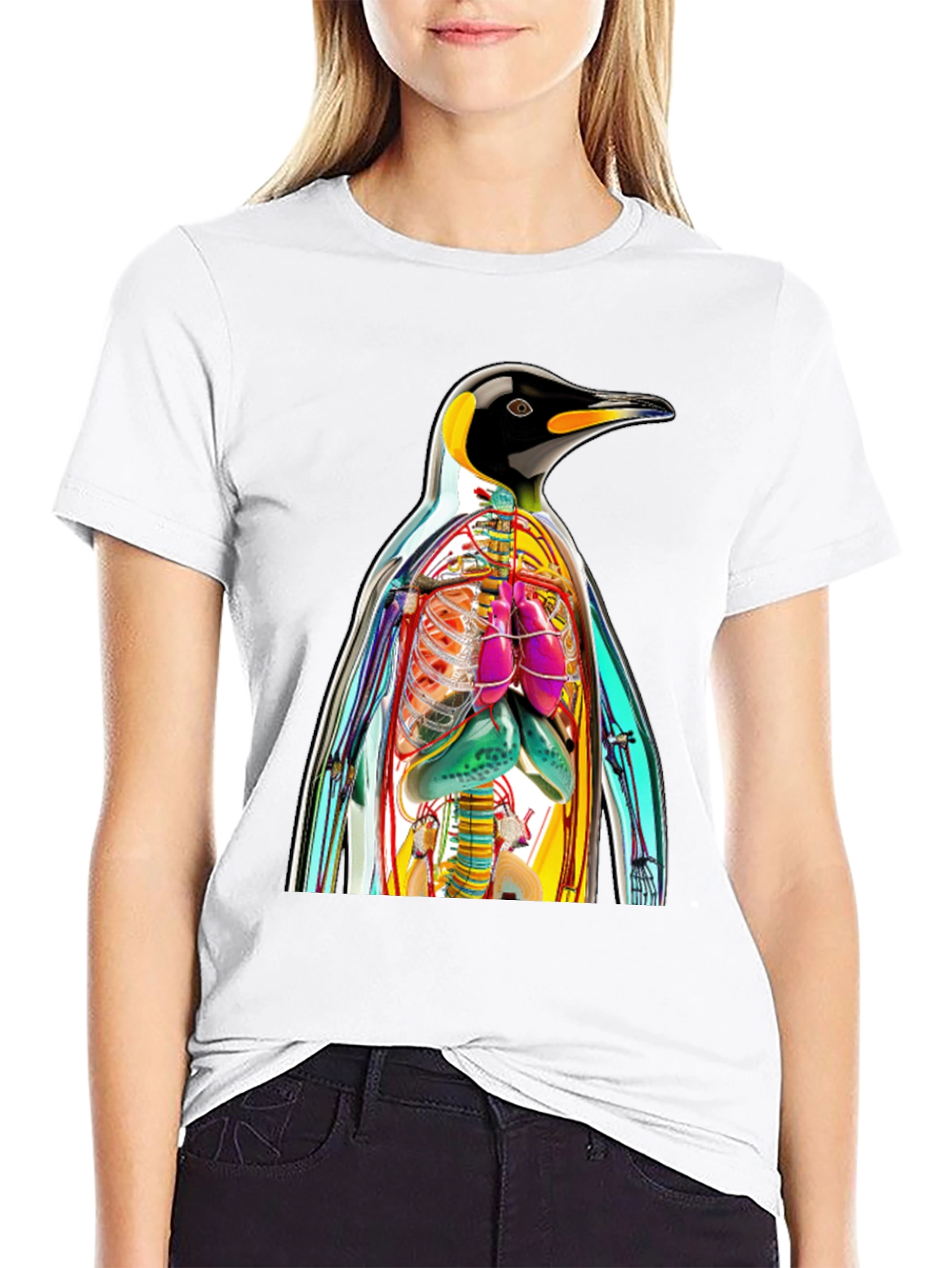 Penguin Anatomy Print T-Shirt - Unique Graphic Tee