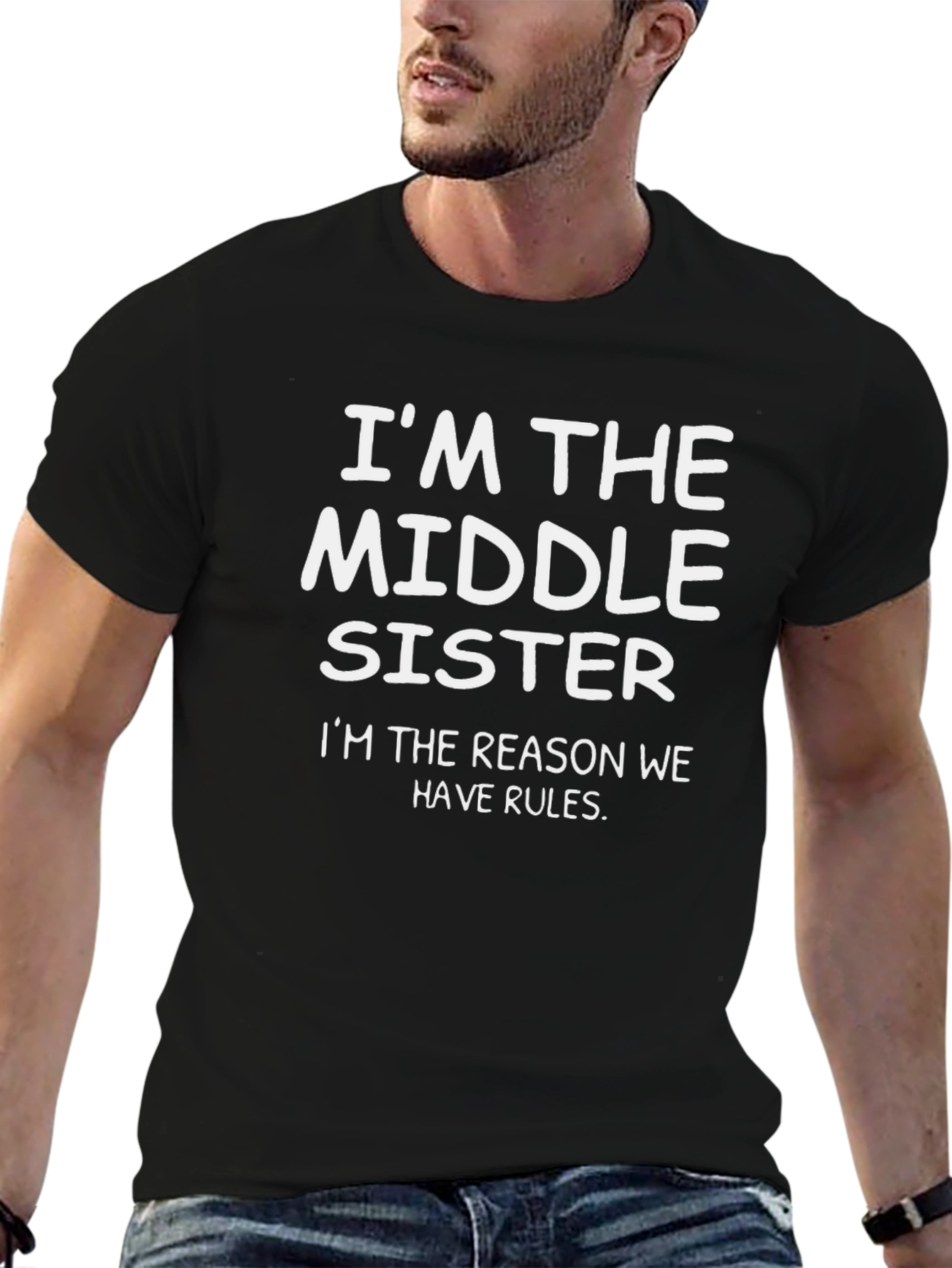 Im the Middle Sister T-Shirt - Black Graphic Tee