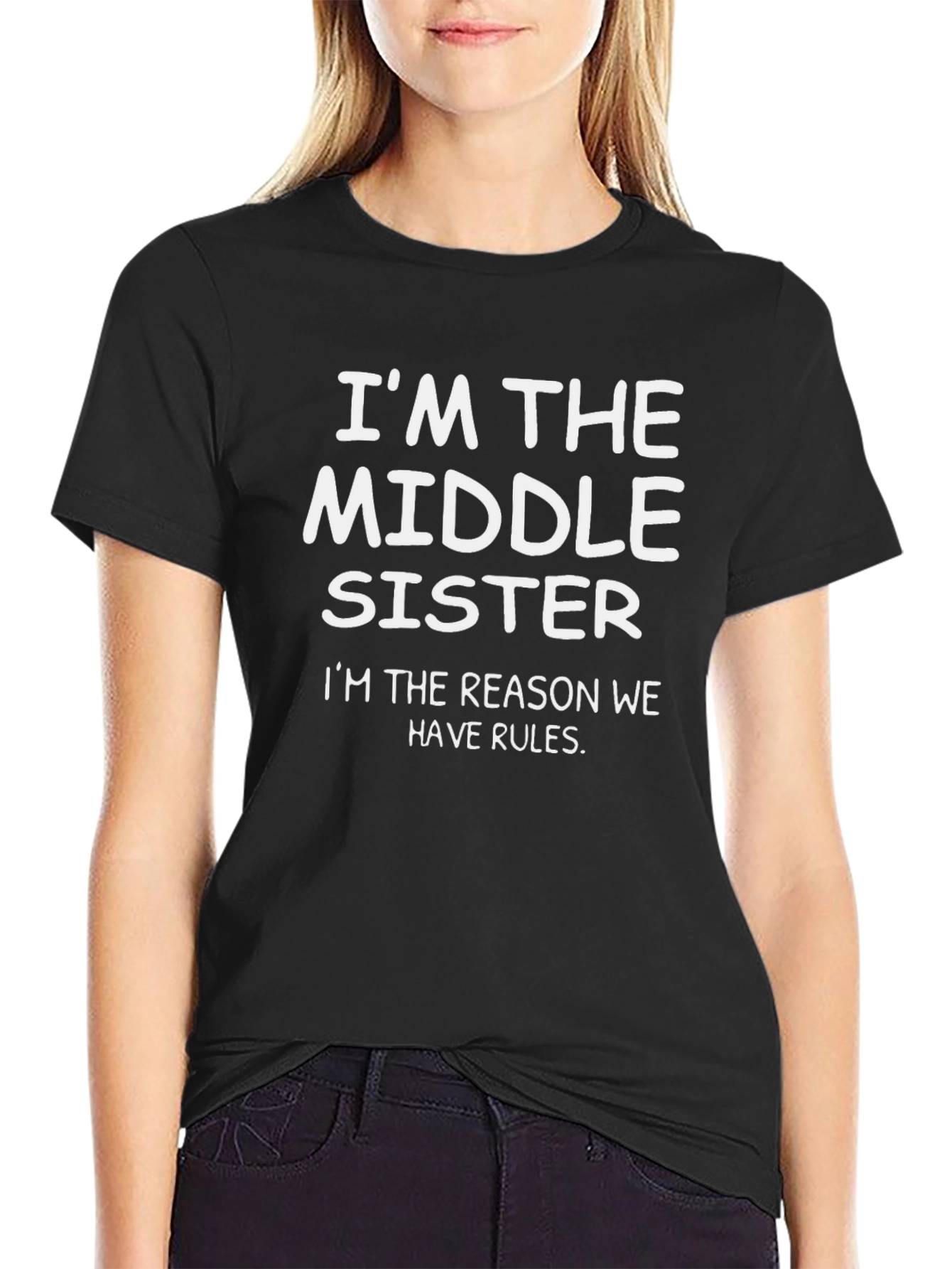 Im the Middle Sister T-Shirt - Black Graphic Tee