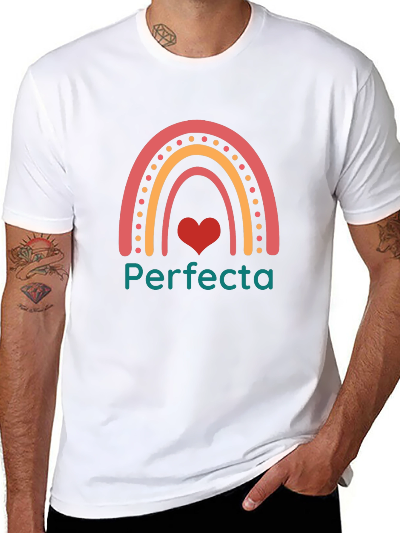 Perfecta Rainbow Heart Graphic T-Shirt - Black