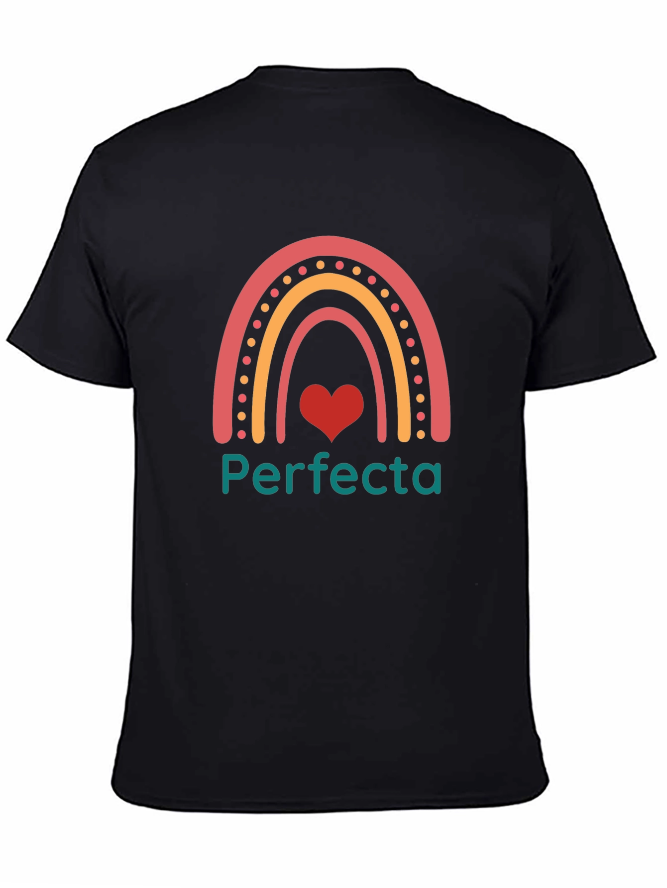 Perfecta Rainbow Heart Graphic T-Shirt - Black