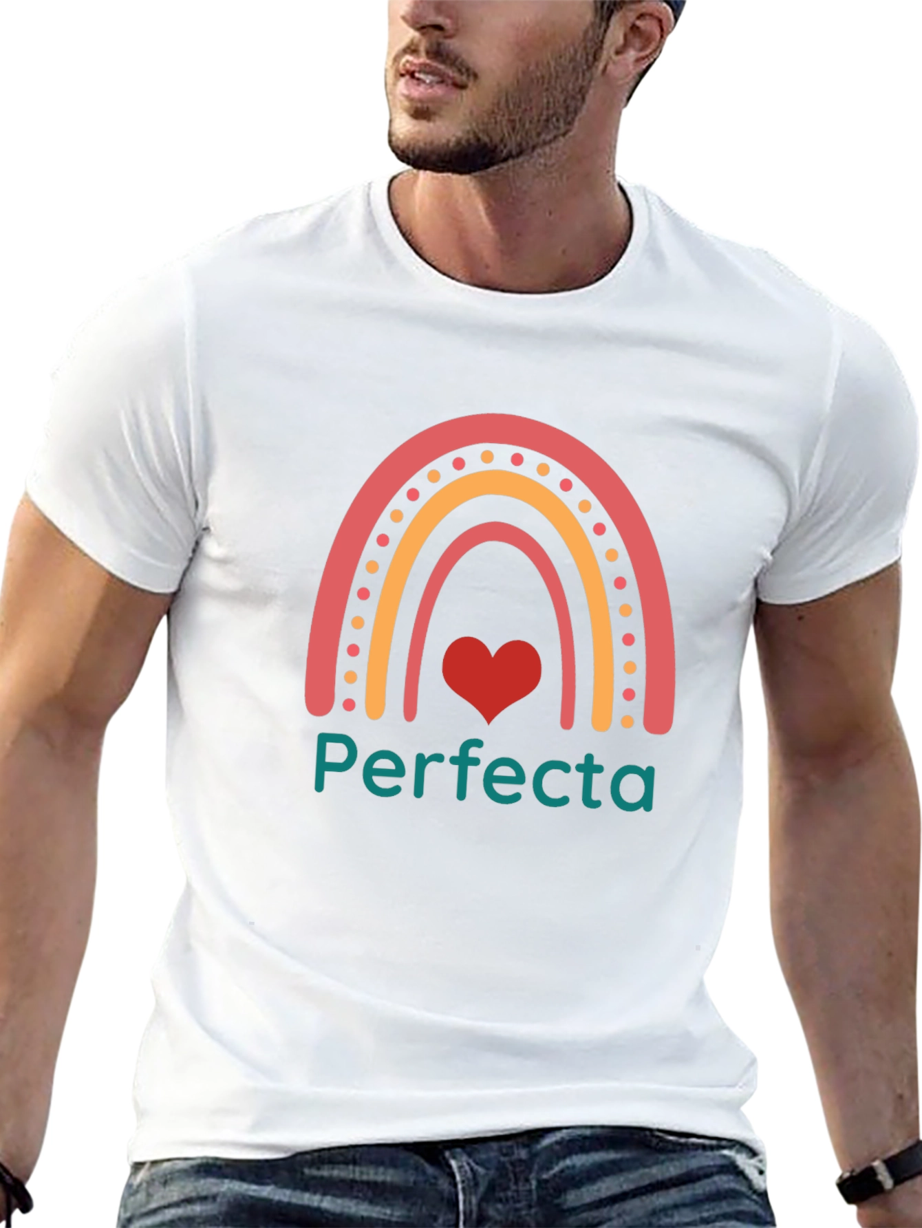 Perfecta Rainbow Heart Graphic T-Shirt - Black