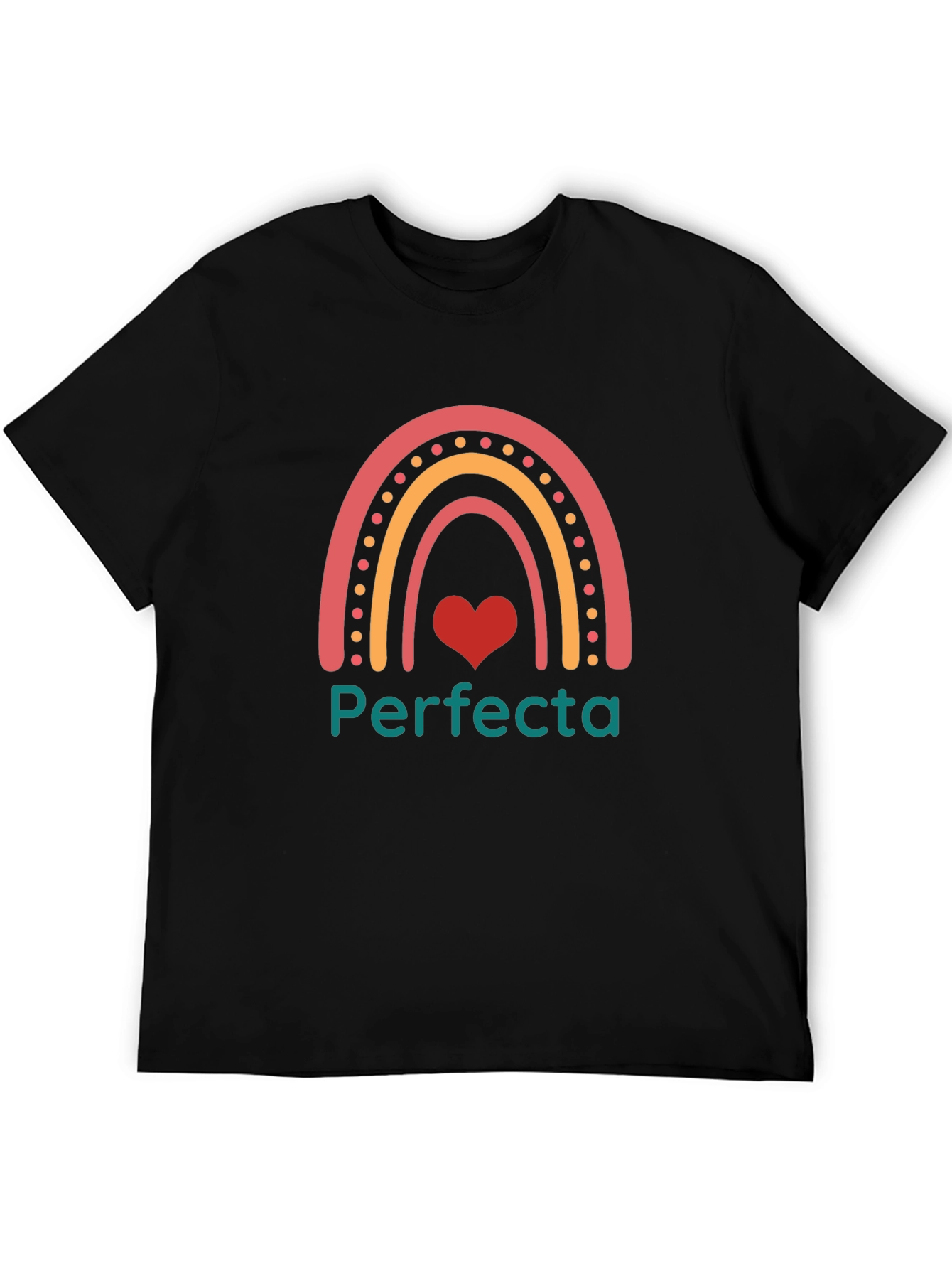 Perfecta Rainbow Heart Graphic T-Shirt - Black