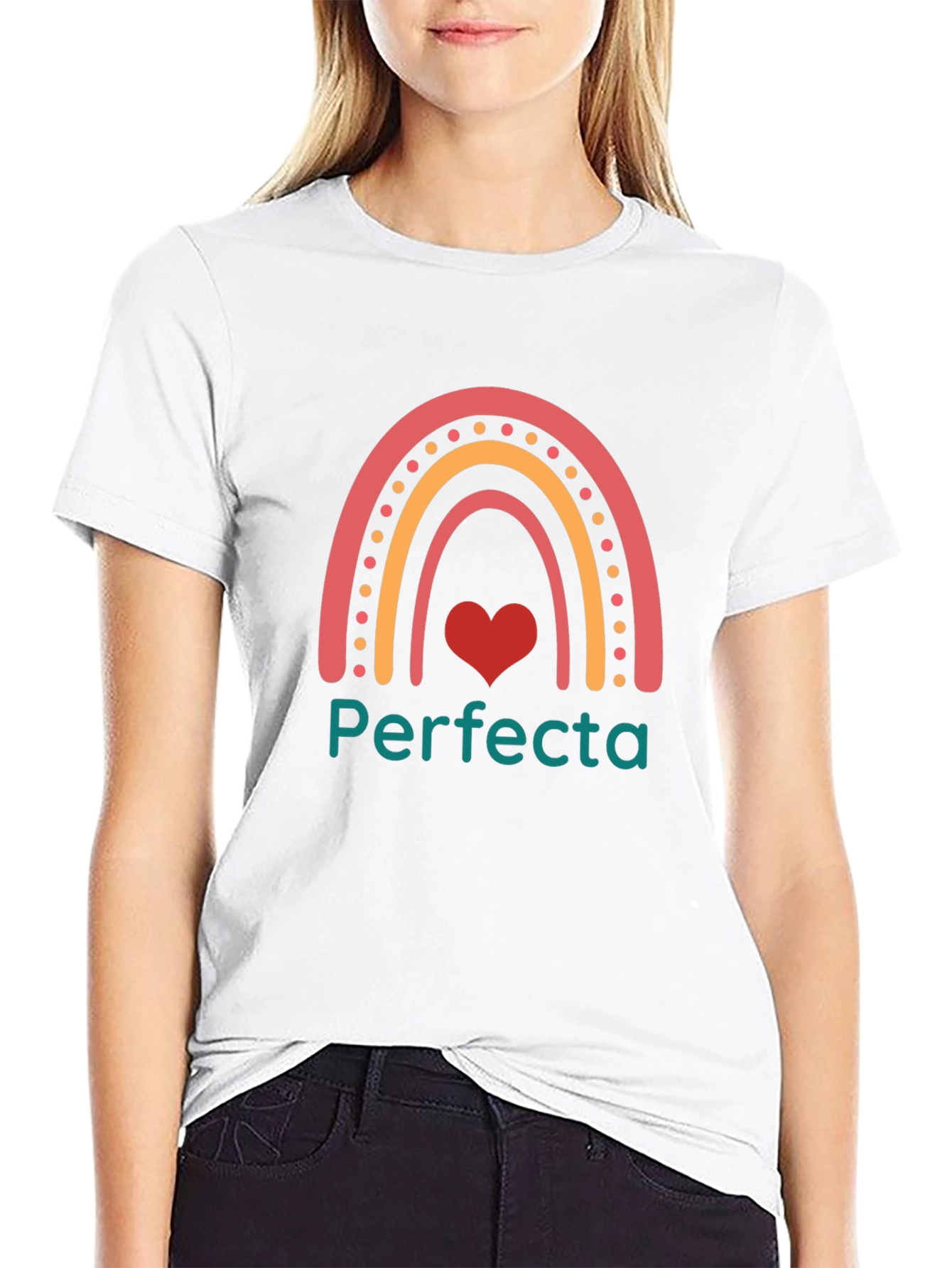 Perfecta Rainbow Heart Graphic T-Shirt - Black
