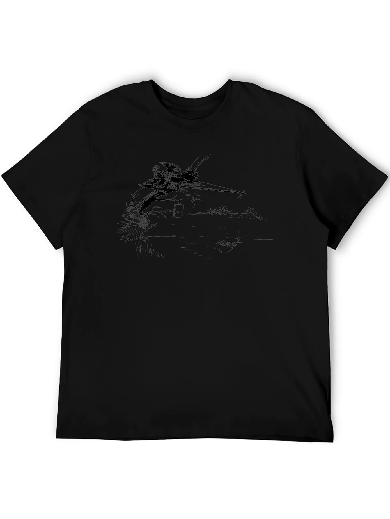 Sketch Art Black T-Shirt - Mens Casual Tee