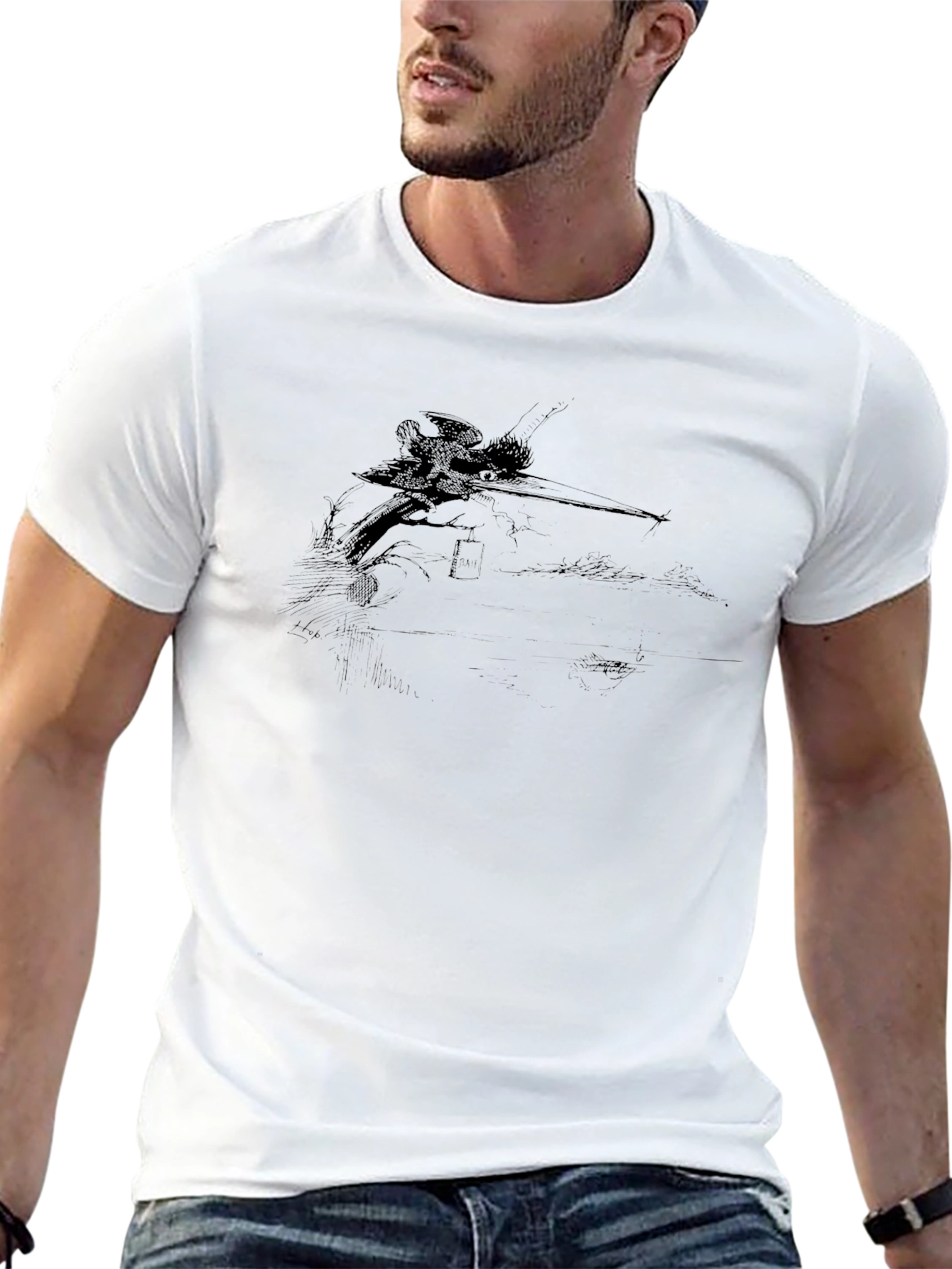 Sketch Art Black T-Shirt - Mens Casual Tee