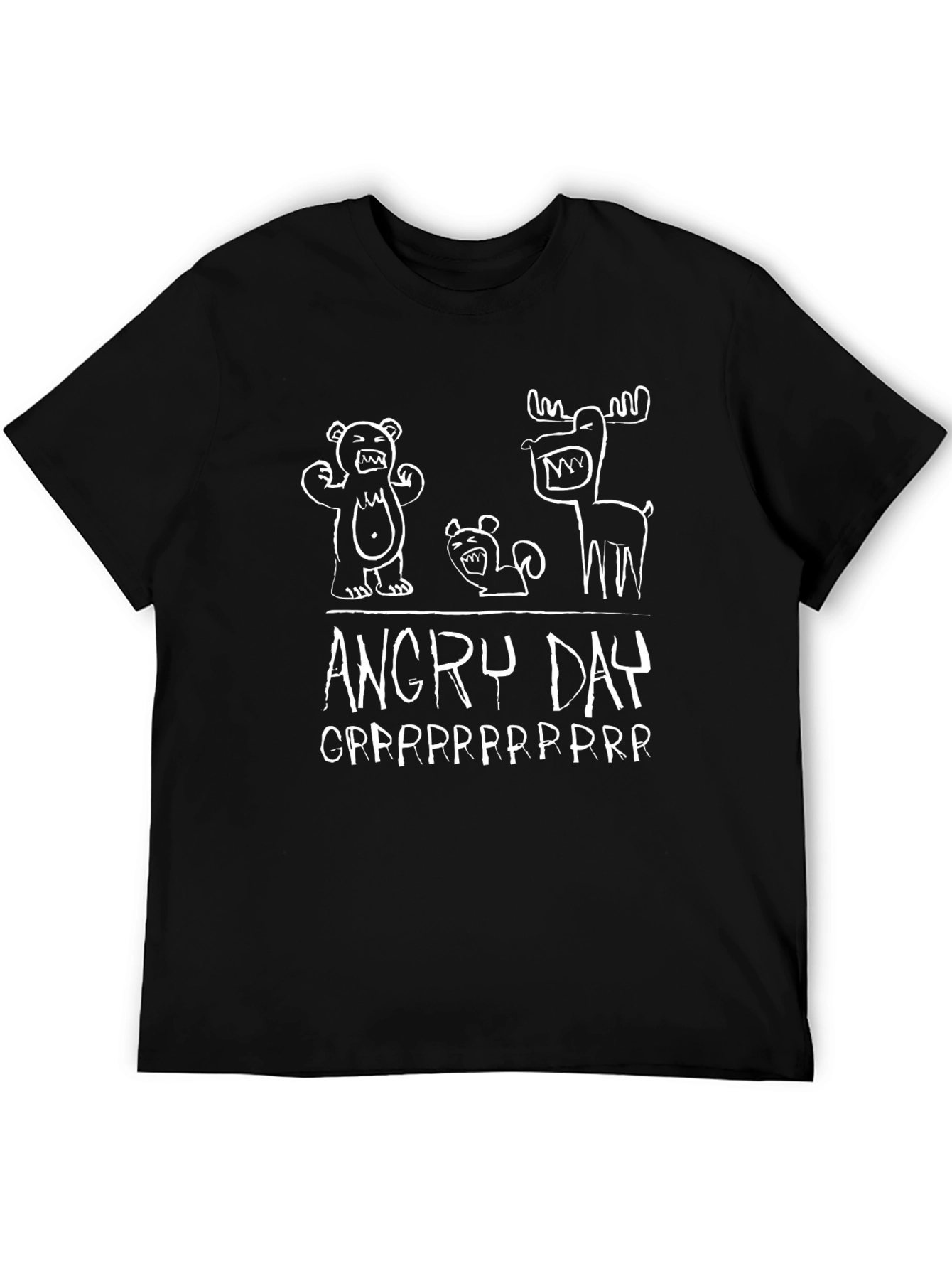 Angry Day Cartoon Graphic Black T-Shirt