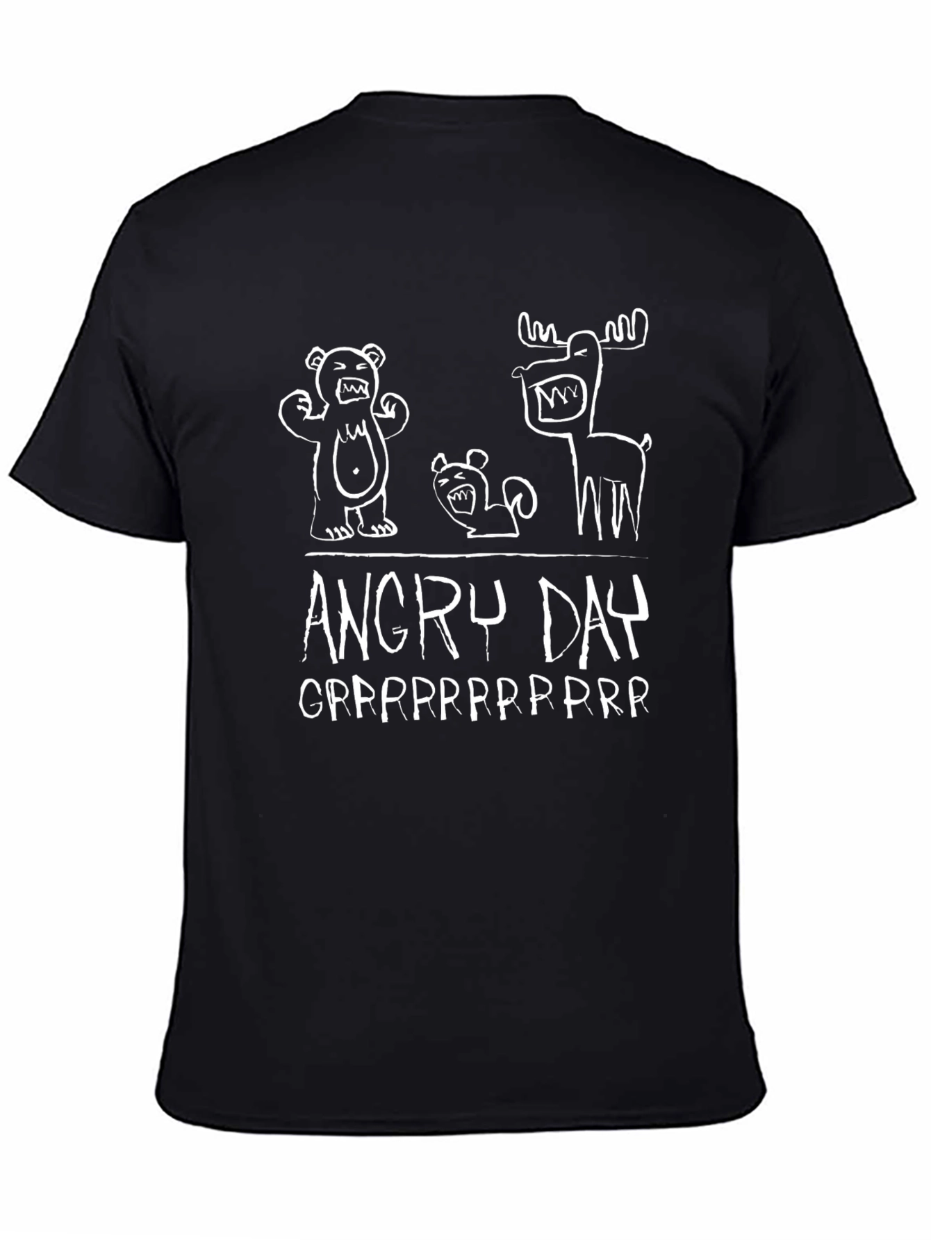 Angry Day Cartoon Graphic Black T-Shirt
