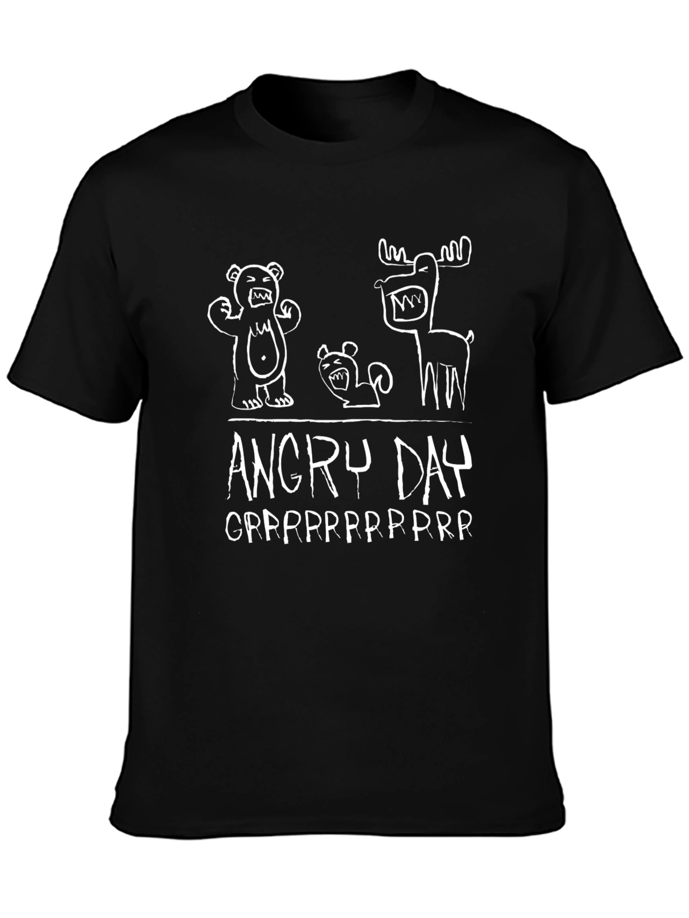 Angry Day Cartoon Graphic Black T-Shirt