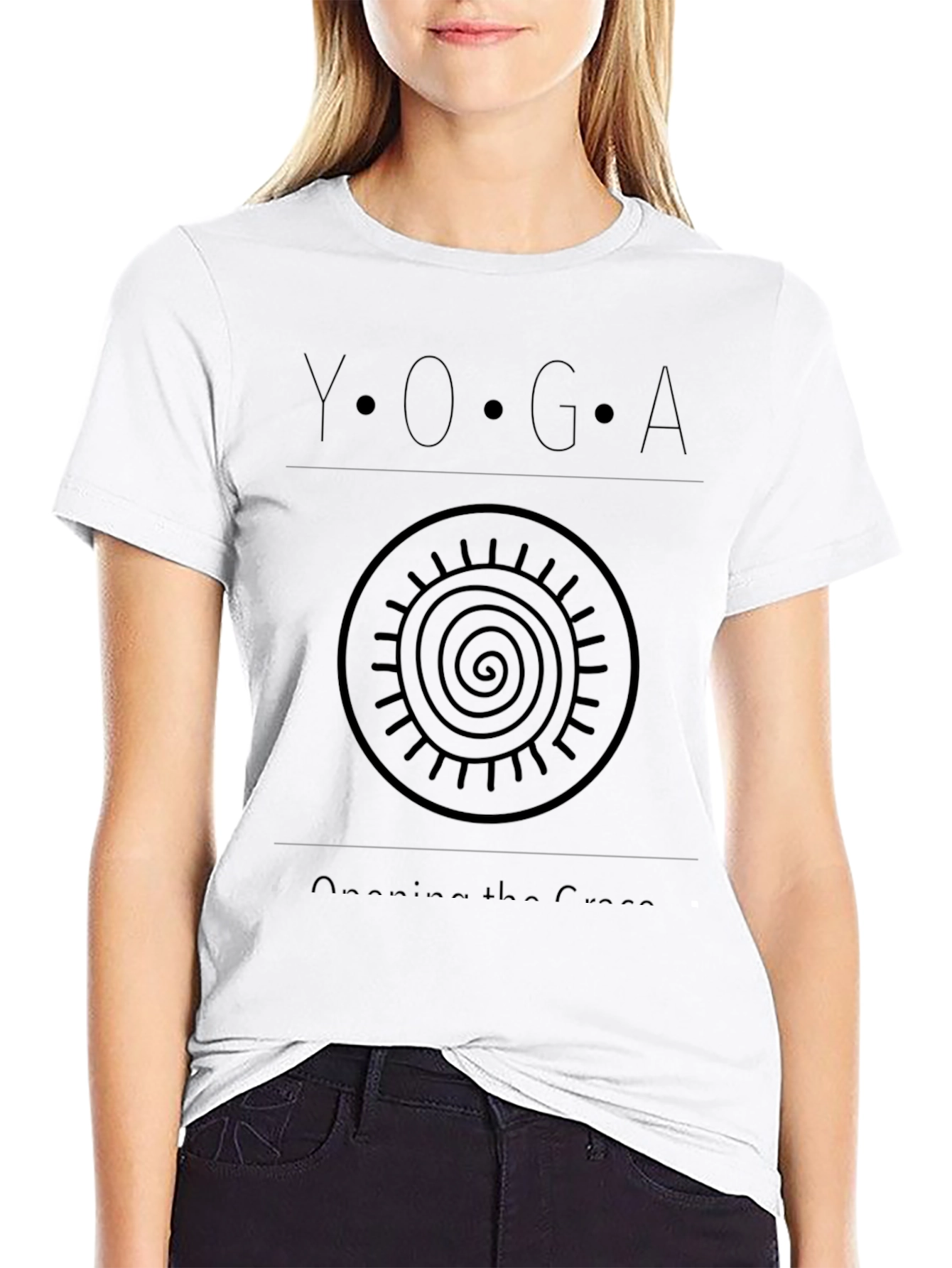 Yoga Opening The Crown Black T-Shirt
