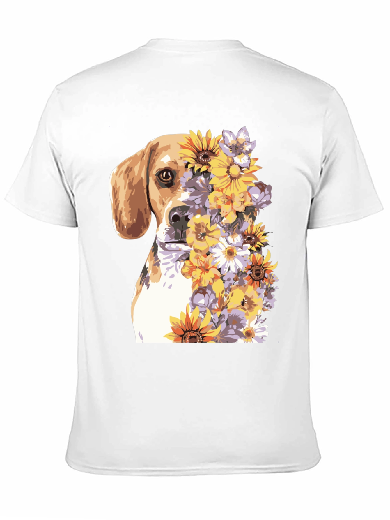 Dog & Floral Print T-Shirt