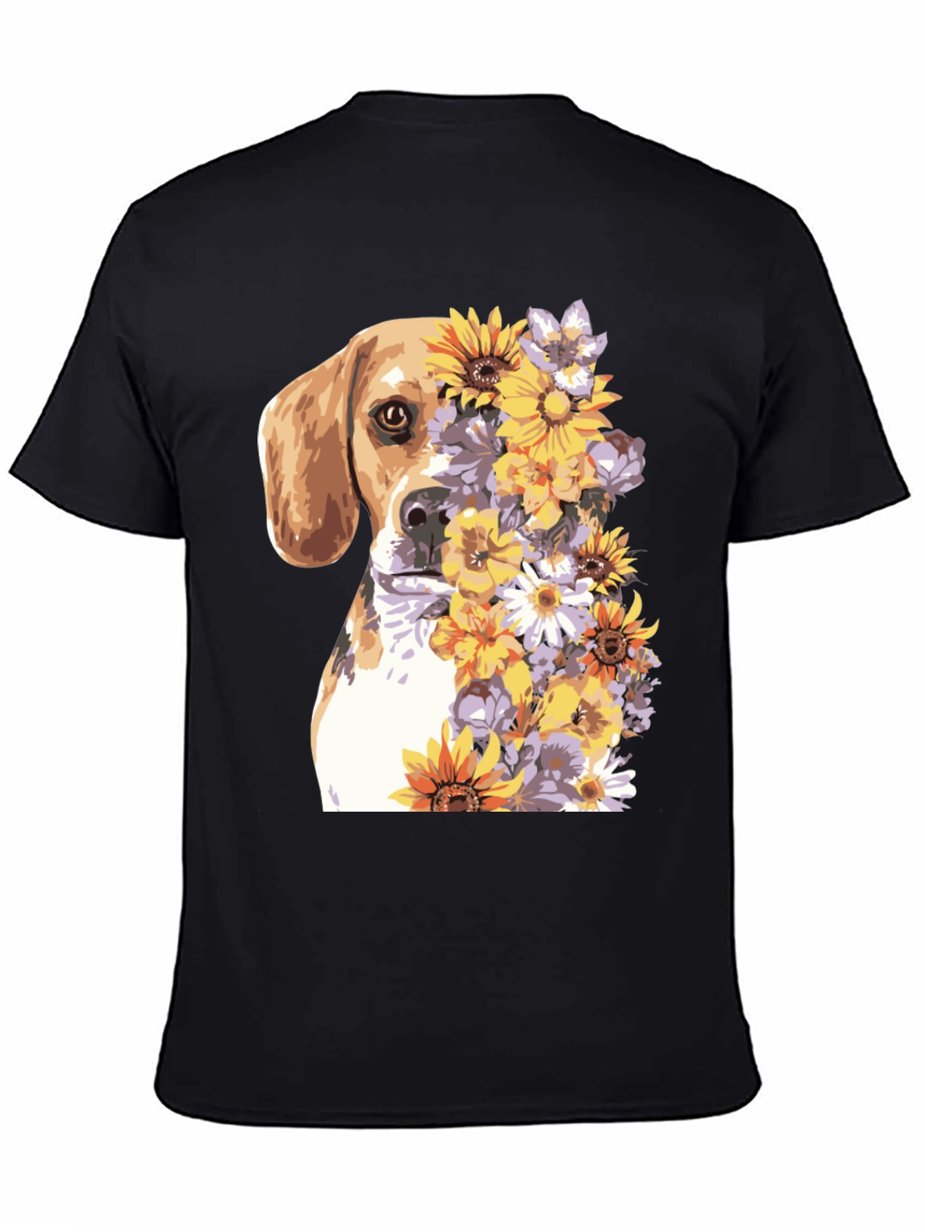 Dog & Floral Print T-Shirt