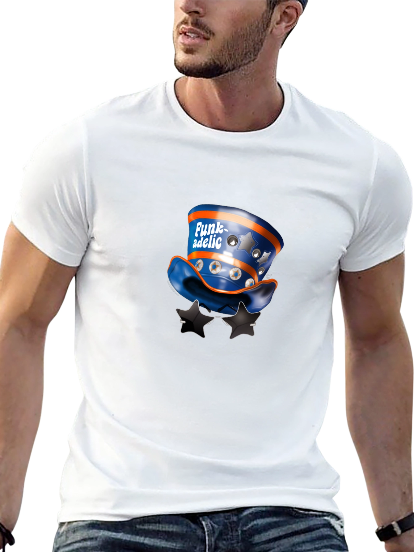 Funky Hat & Stars Black T-Shirt