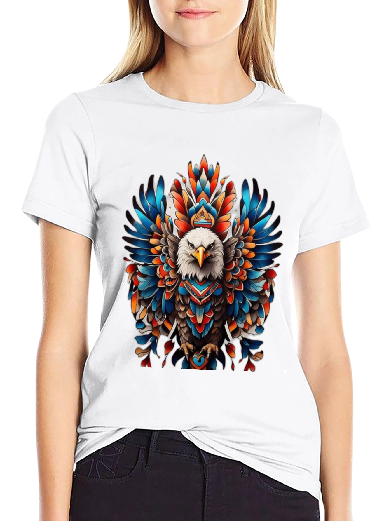 Eagle Feather Graphic Tee - Bold Tribal Design