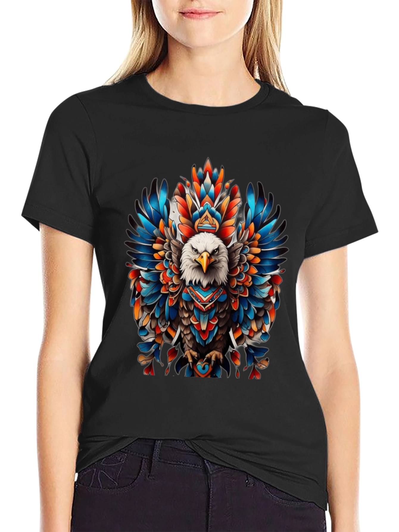 Eagle Feather Graphic Tee - Bold Tribal Design