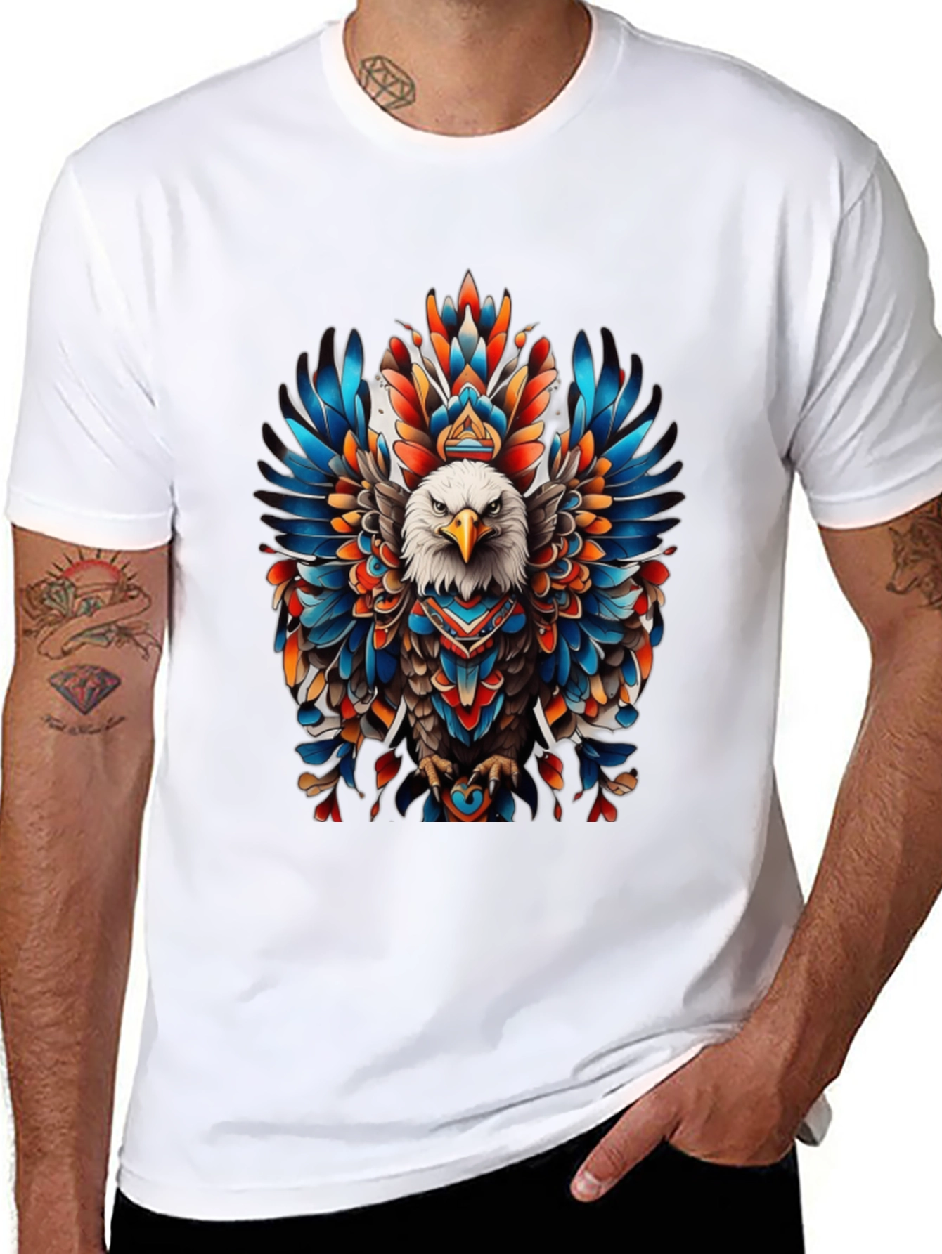 Eagle Feather Graphic Tee - Bold Tribal Design