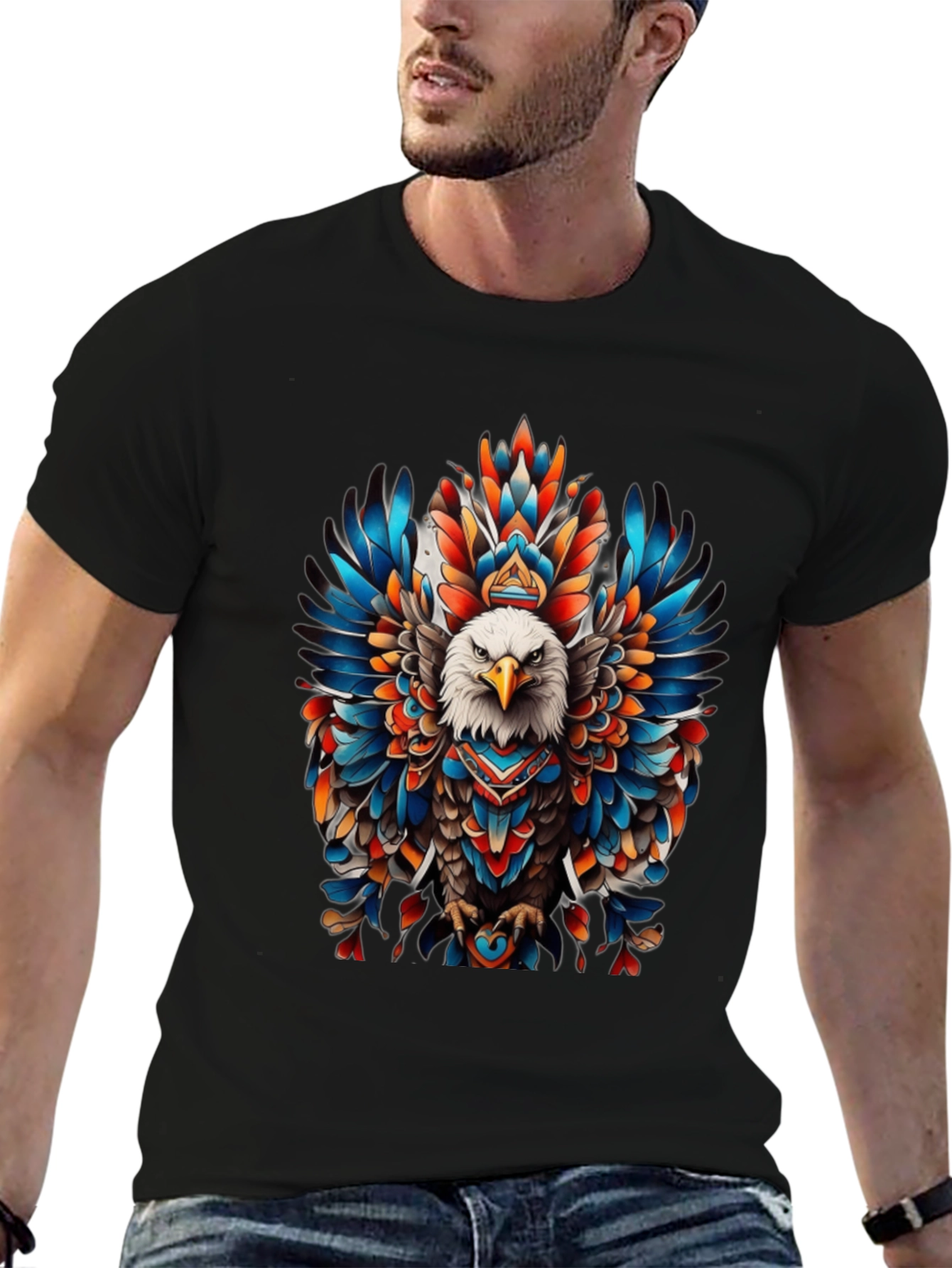 Eagle Feather Graphic Tee - Bold Tribal Design
