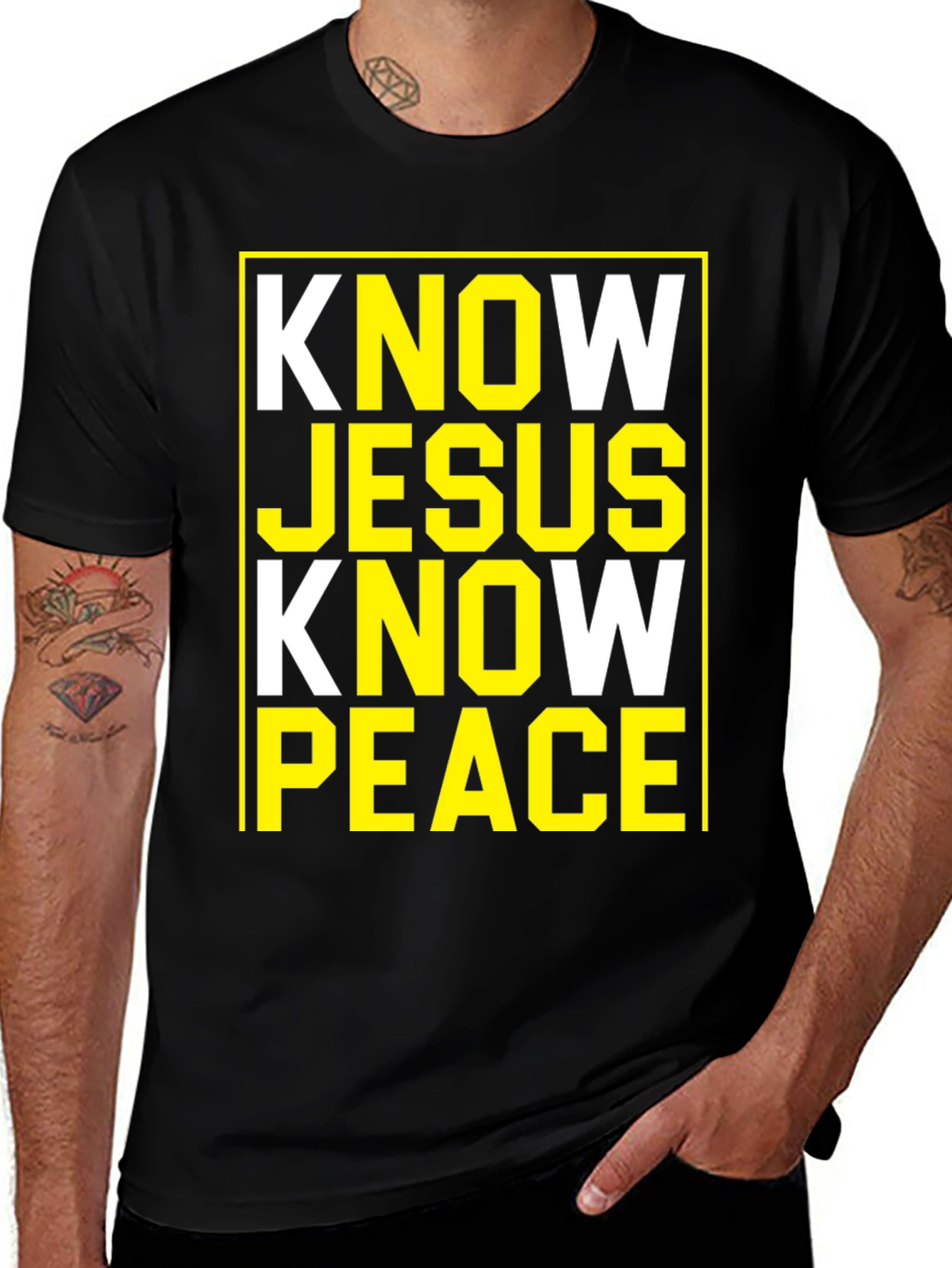 Know Jesus Know Peace Black Graphic Tee